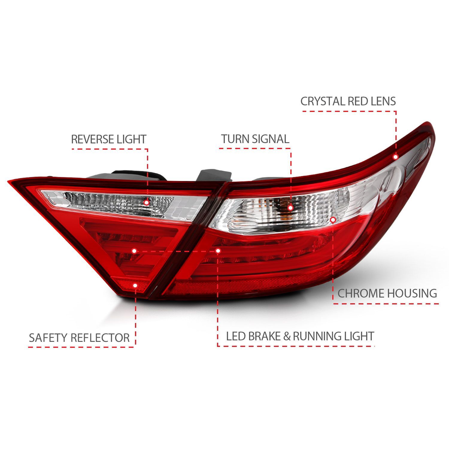 2015-2017 Toyota Camry 4DR Anzo LED Tail Lights Red/Clear
