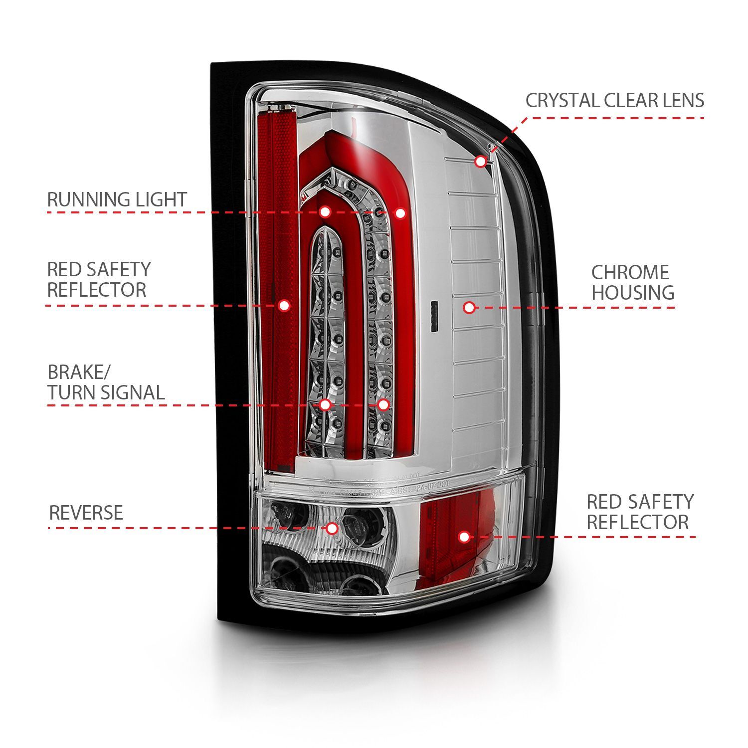 2007-2013 Chevrolet Silverado 1500/2500 HD/3500 HD Anzo LED Tail Lights Chrome