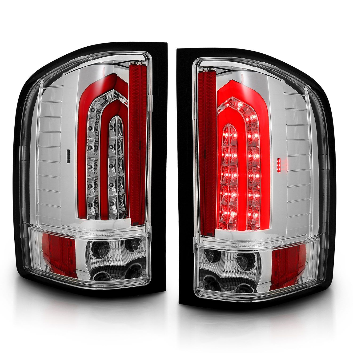 2007-2013 Chevrolet Silverado 1500/2500 HD/3500 HD Anzo LED Tail Lights Chrome - 321341