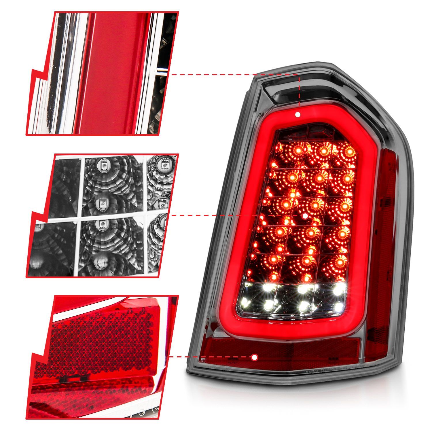 2011-2014 Chrysler 300 Anzo LED Tail Lights Chrome W/ Sequential