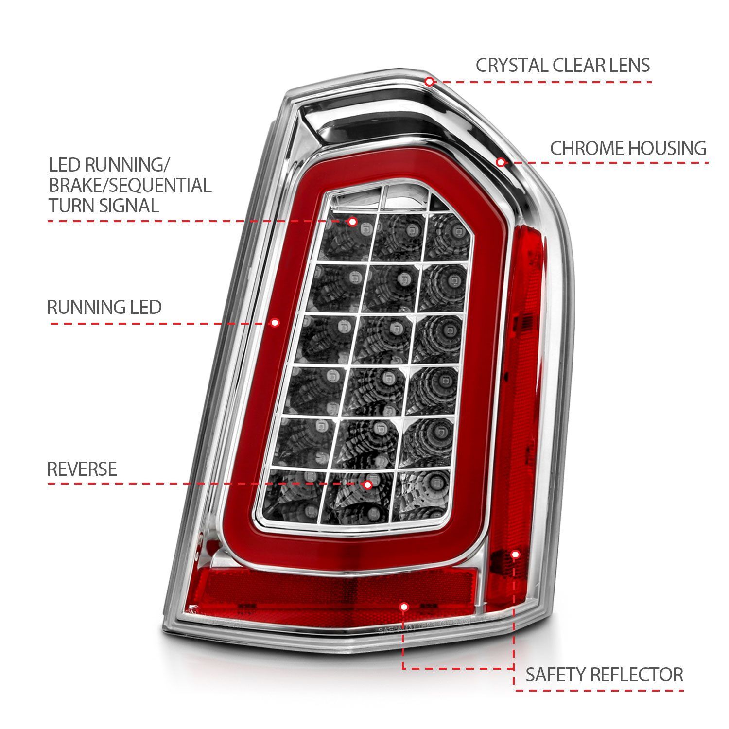 2011-2014 Chrysler 300 Anzo LED Tail Lights Chrome W/ Sequential