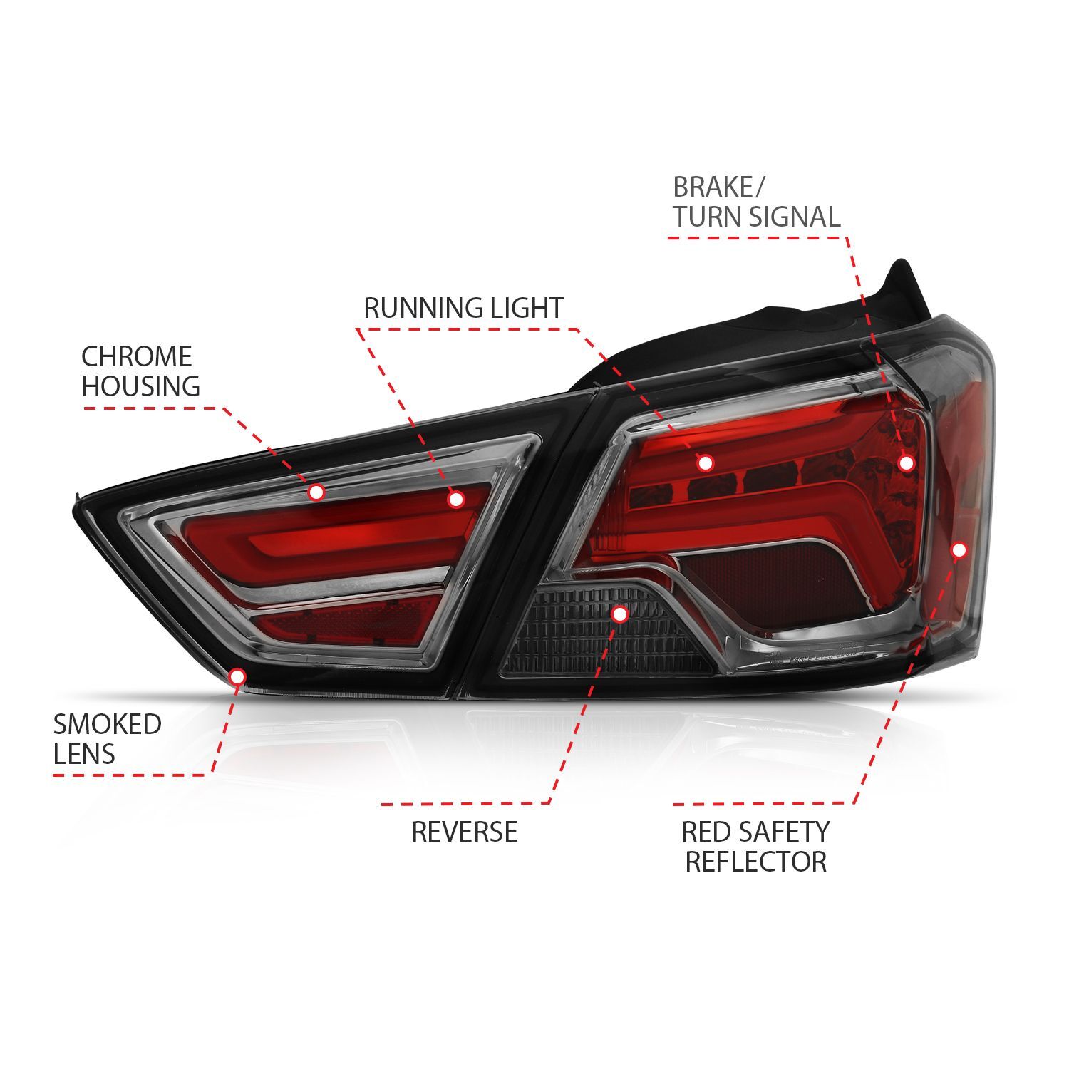2014-2018 Chevrolet Impala Anzo LED Tail Lights Smoke