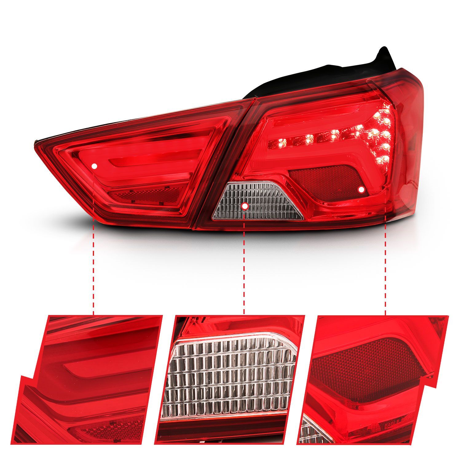 2014-2018 Chevrolet Impala Anzo LED Tail Lights Red/Clear