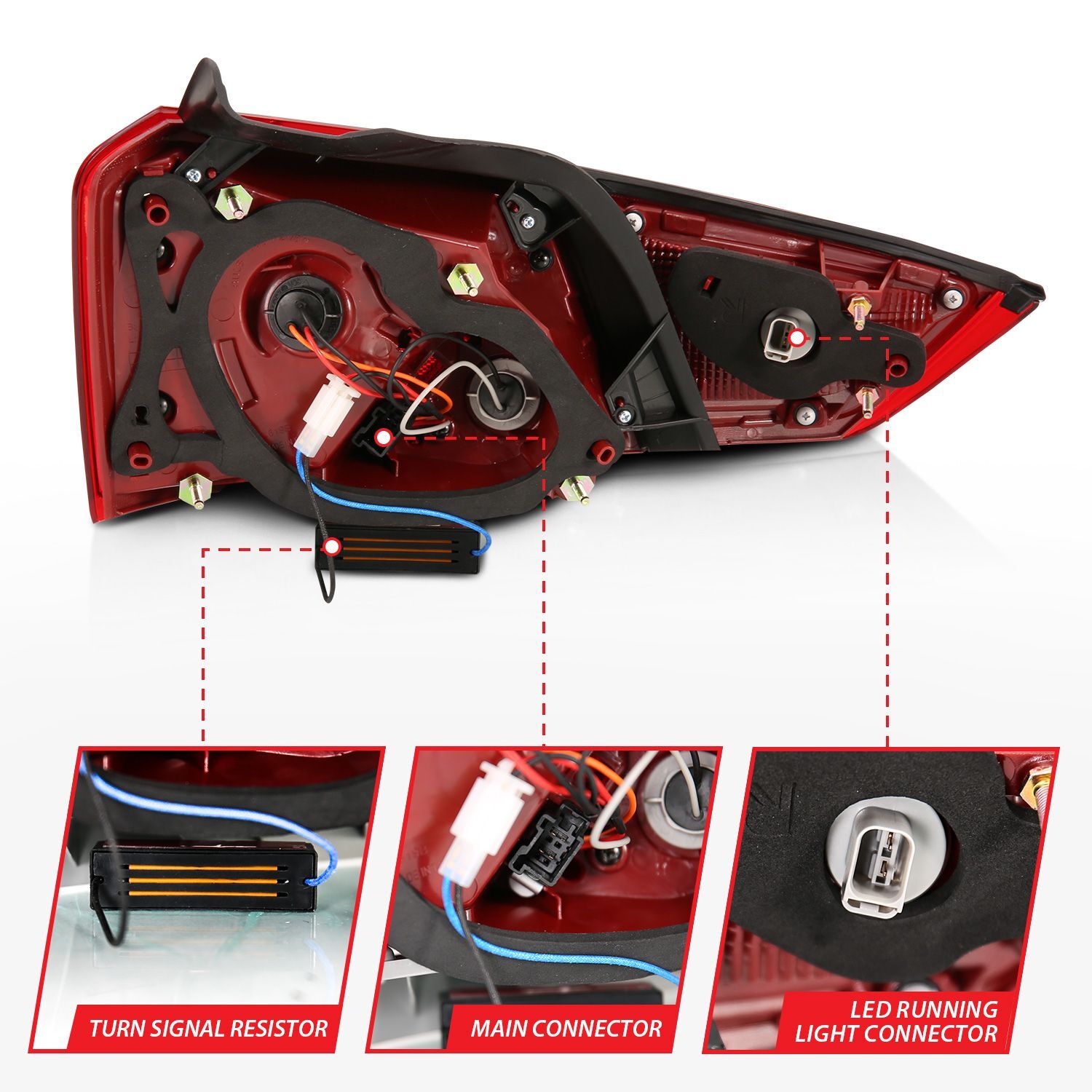 2014-2018 Chevrolet Impala Anzo LED Tail Lights Red/Clear