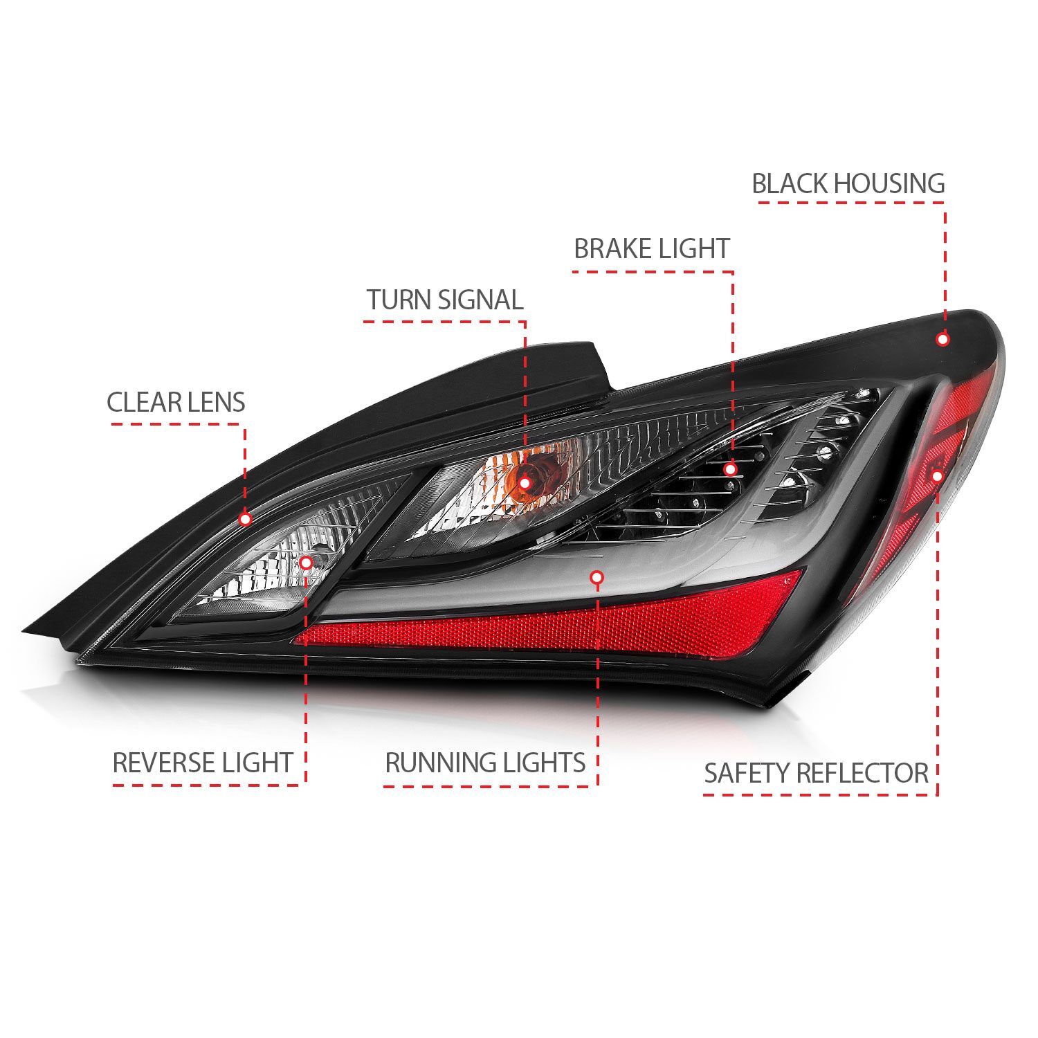 2010-2016 Hyundai Genesis 2DR Anzo LED Tail Lights Smoke