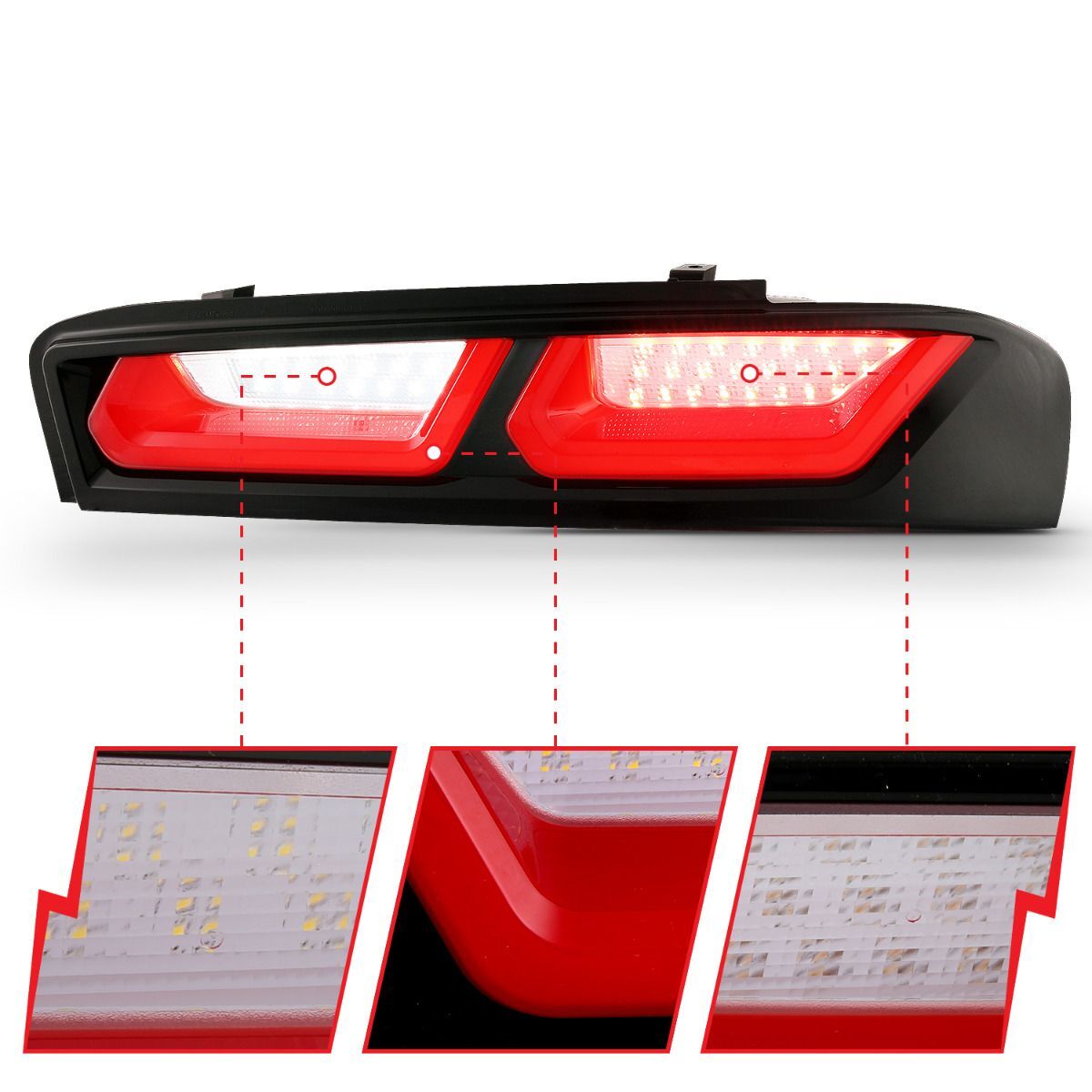 2016-2018 Chevrolet Camaro Anzo LED Tail Lights Red/Clear