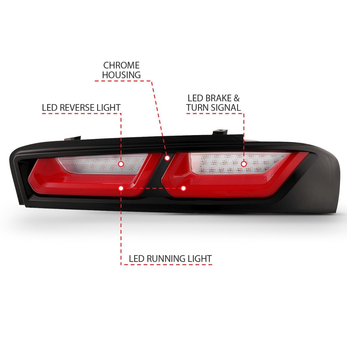 2016-2018 Chevrolet Camaro Anzo LED Tail Lights Red/Clear