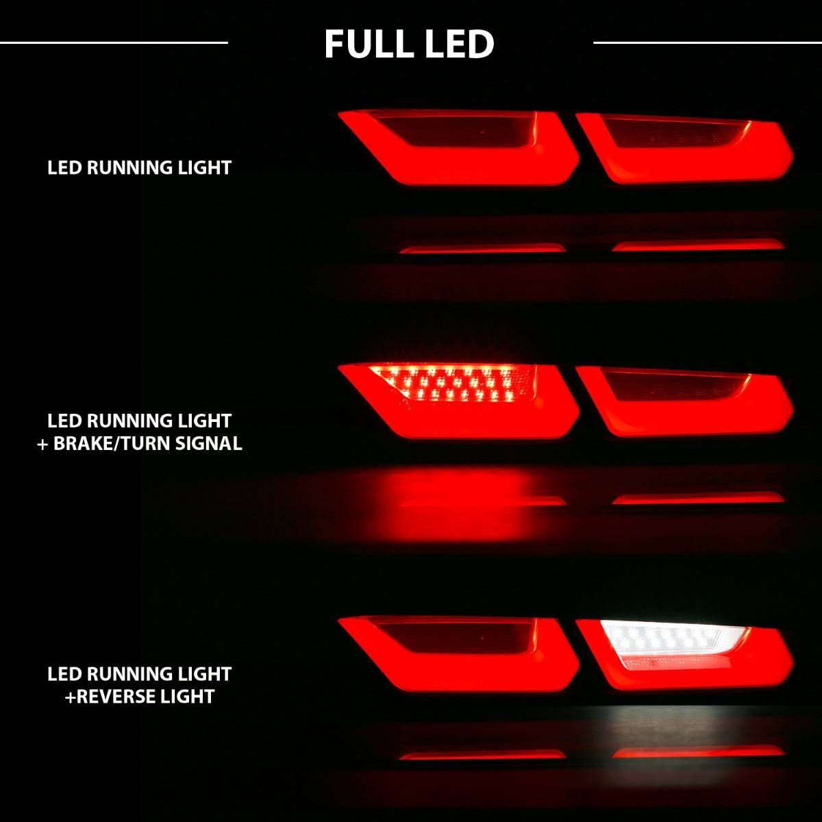 2016-2018 Chevrolet Camaro Anzo LED Tail Lights Red/Clear