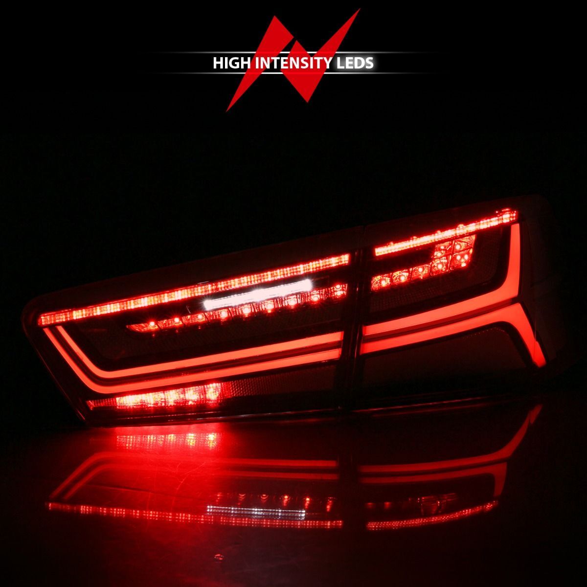 2012-2015 Audi A6/S6 Anzo LED Taillight Black Housing Red/Clear Lens 4 PC (Sequential Signal)