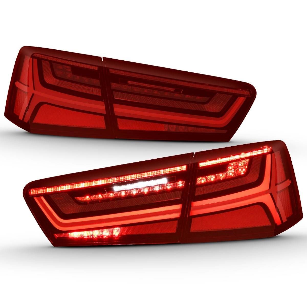 2012-2015 Audi A6/S6 Anzo LED Taillight Black Housing Red/Clear Lens 4 PC (Sequential Signal)