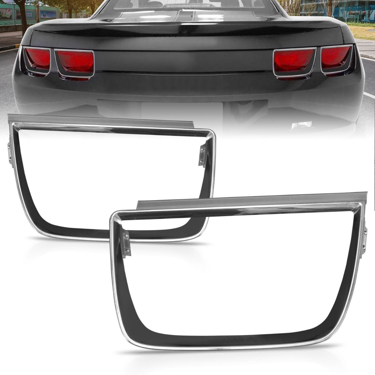 2010-2013 Chevrolet Camaro Anzo Taillight Bezels - 4PC Gloss Black - 351002
