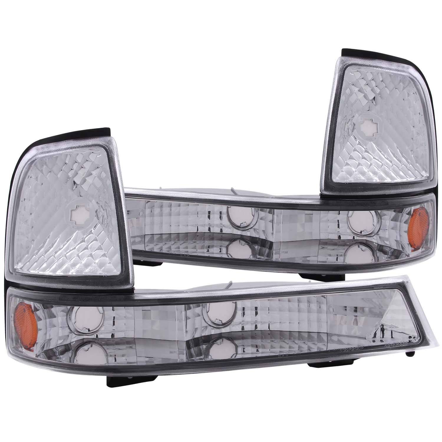 1998-2000 Ford Ranger Anzo Euro Parking Lights Chrome W/ Amber Reflector - 511003