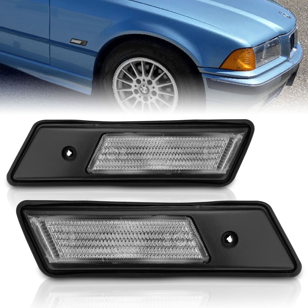 1995-1996 BMW 3-Series Anzo Side Marker Lights Clear - 511022