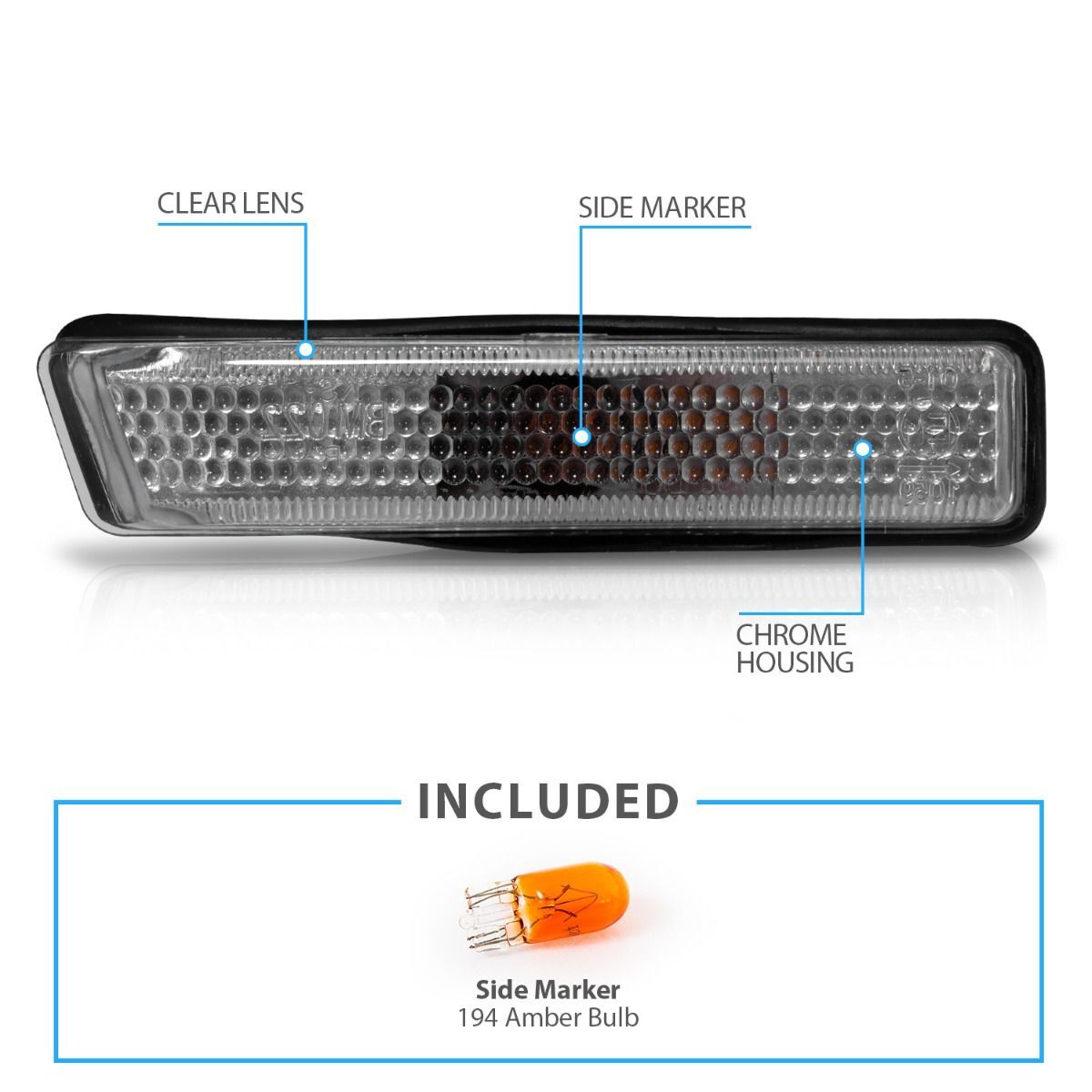 1997-1998 BMW 3-Series Anzo Side Marker Lights Clear