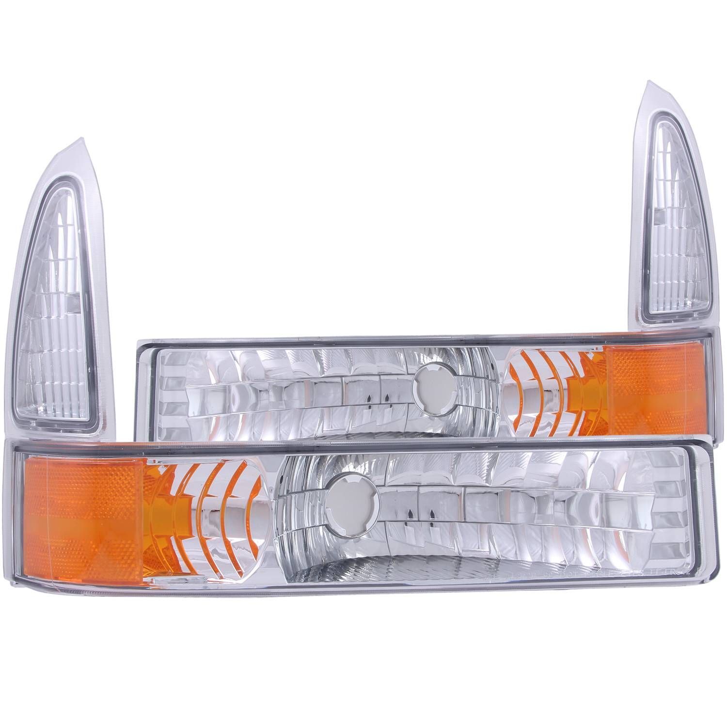 1999-2004 Ford Excursion/F-250/F-350/F-450 Super Duty Anzo Euro Parking Lights Chrome W/ Amber Reflector - 511039