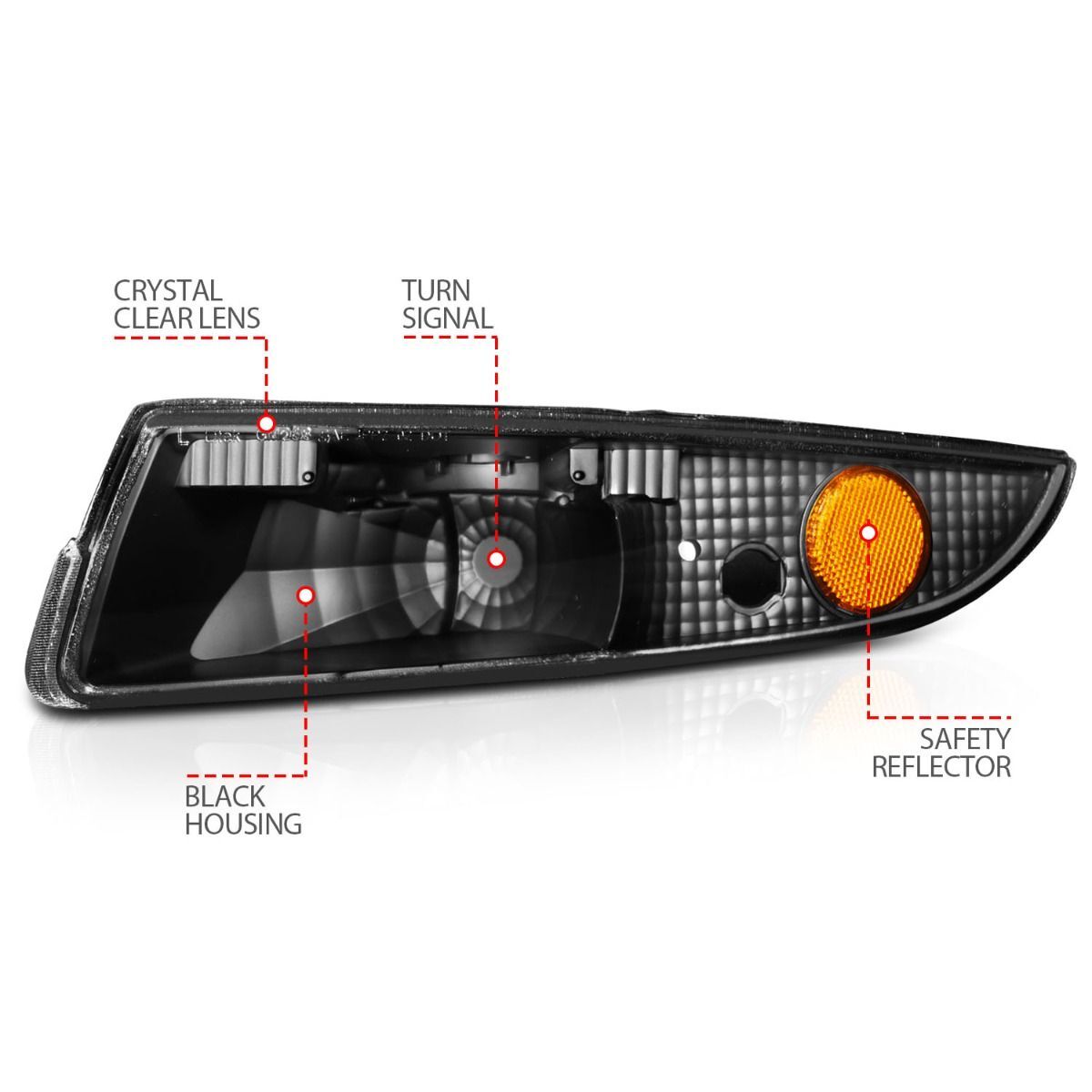 1993-2002 Chevrolet Camaro Anzo Euro Parking Lights Black W/ Amber Reflector