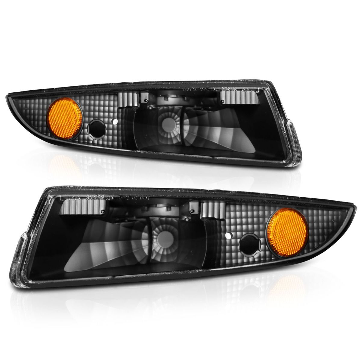 1993-2002 Chevrolet Camaro Anzo Euro Parking Lights Black W/ Amber Reflector