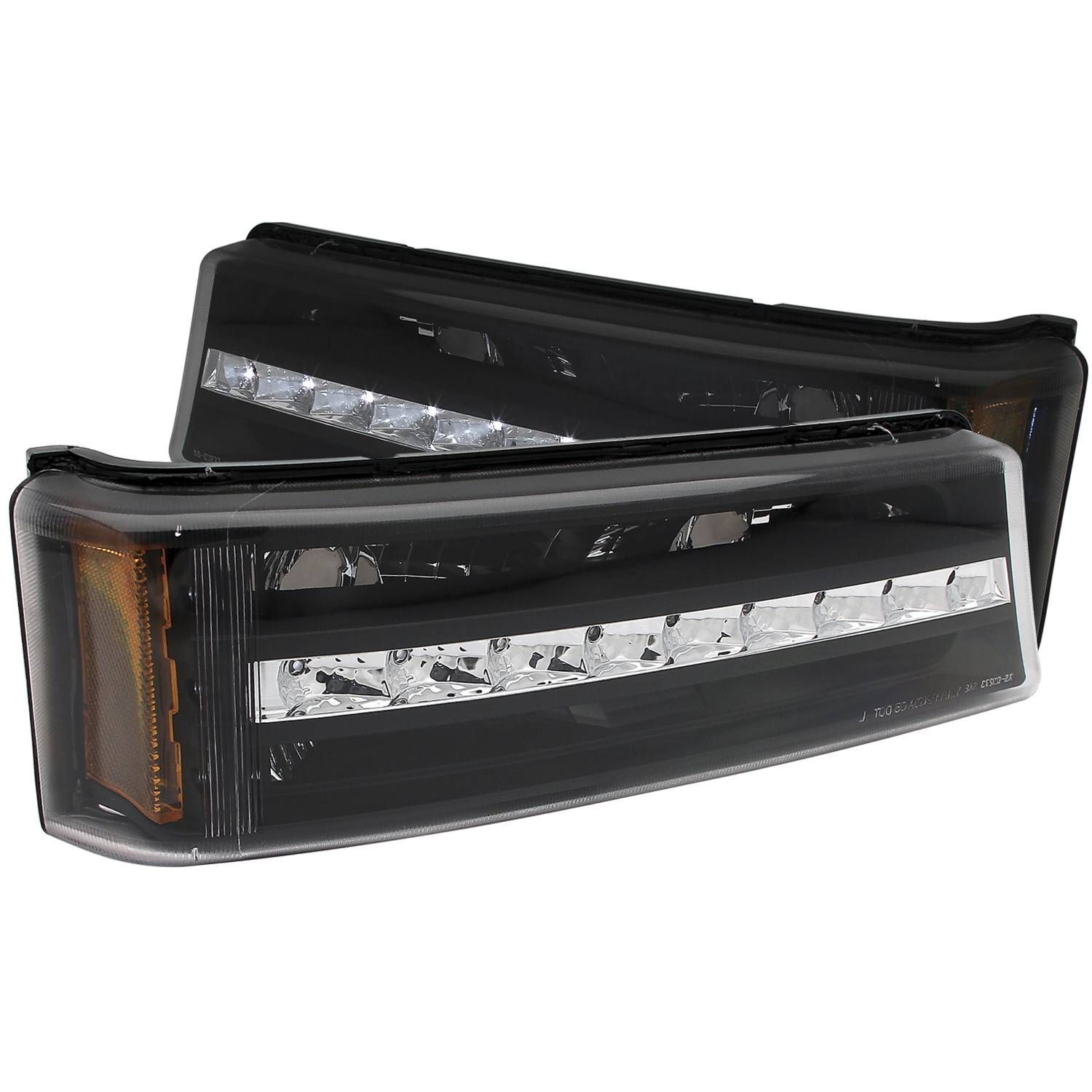 2003-2006 Chevrolet Avalanche/Silverado 1500/2500/3500 Anzo LED Parking Lights Black W/ Amber Reflector - 511067