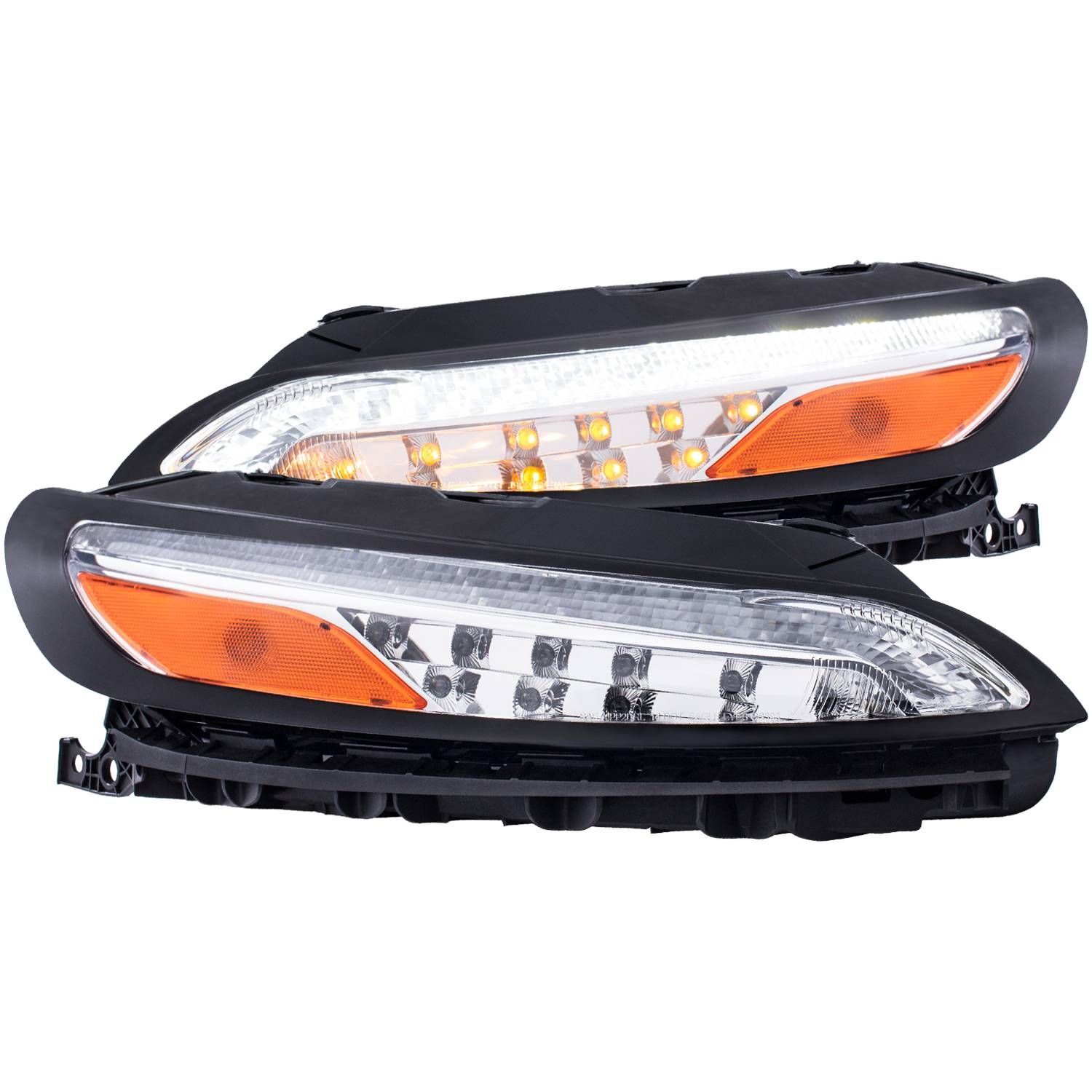 2014-2018 Jeep Cherokee Anzo LED Parking Lights Chrome W/ Amber Reflector - 511081