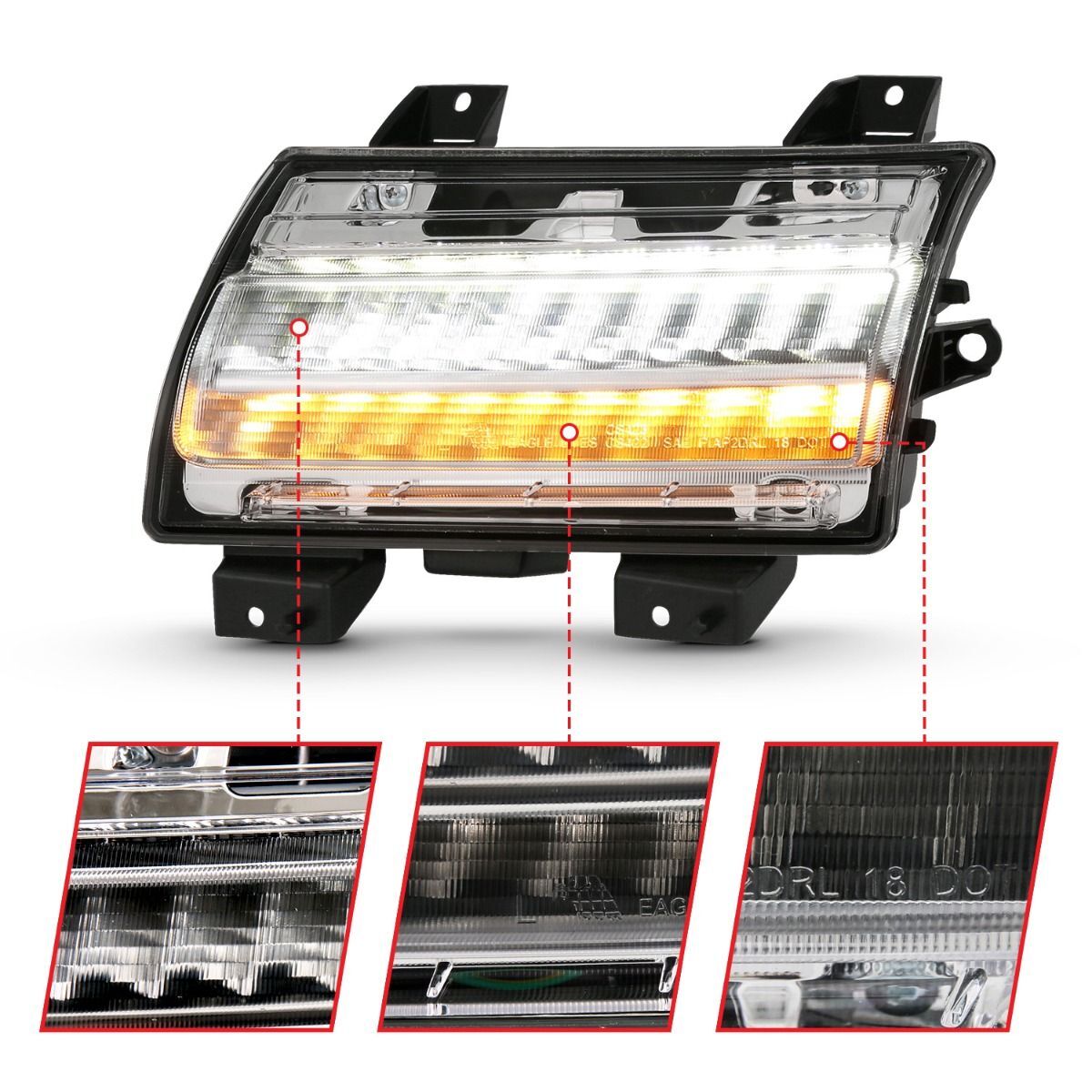 2018-2023 Jeep Gladiator/Wrangler Mojave/Overland/Rubicon JL Anzo LED Chrome Clear W/ Sequential Signal