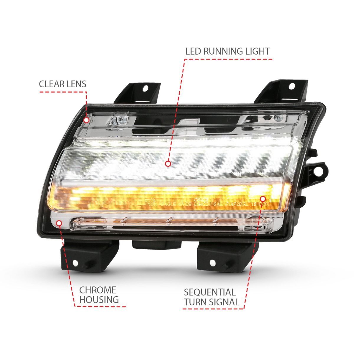 2018-2023 Jeep Gladiator/Wrangler Mojave/Overland/Rubicon JL Anzo LED Chrome Clear W/ Sequential Signal