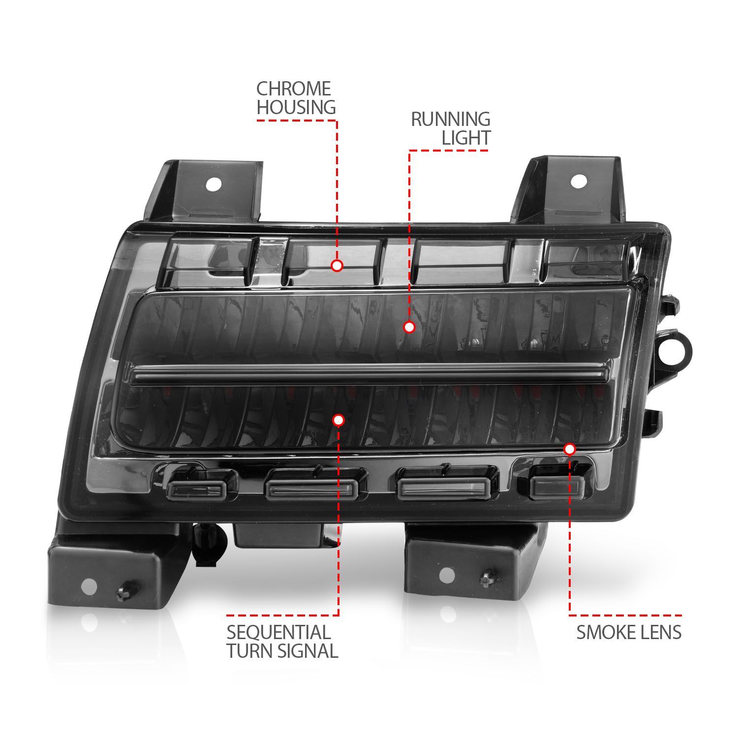2018-2023 Jeep Wrangler Sport/Sport S JL Anzo LED Side Markers Chrome Housing Smoke Lens W/ Sequential Signal