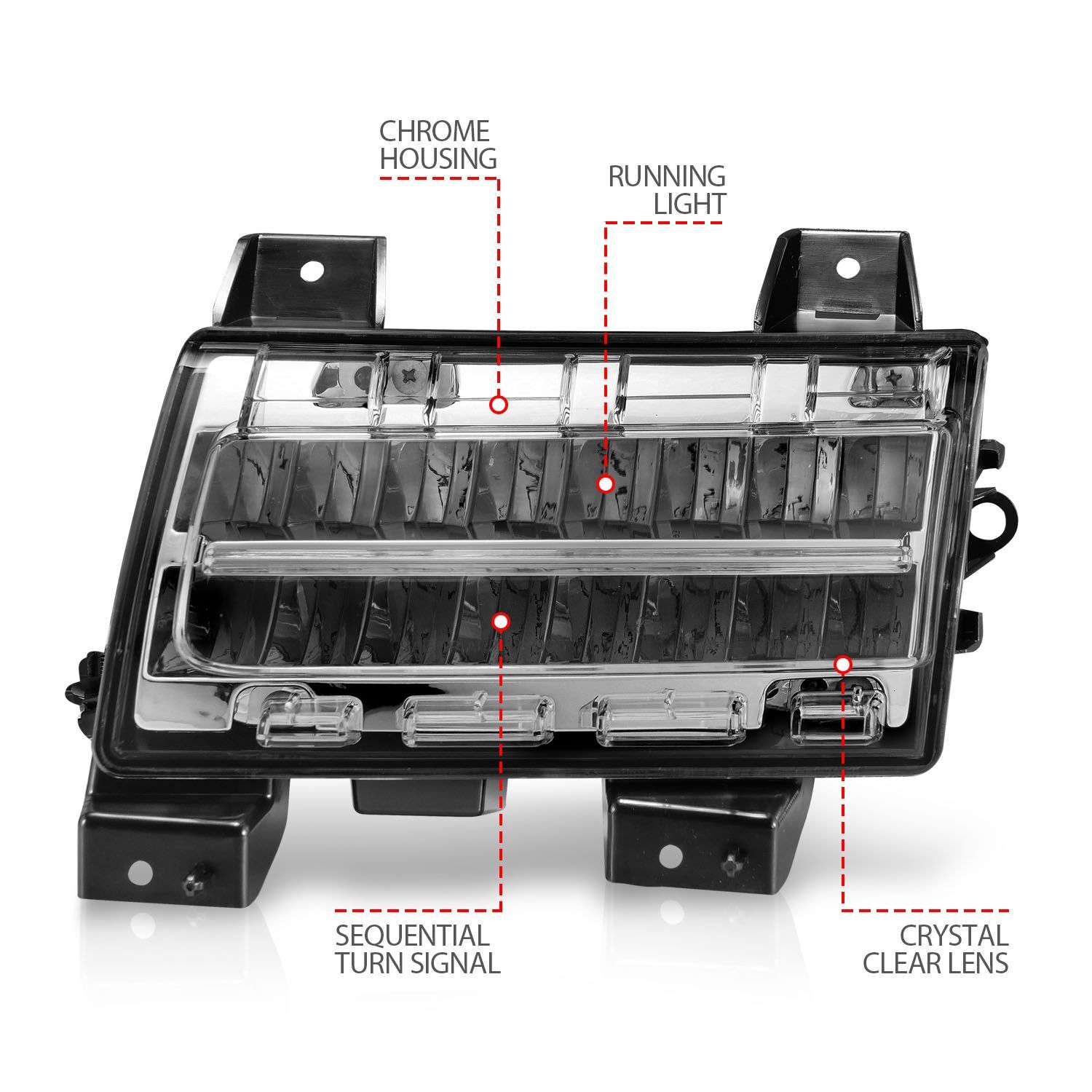 2018-2023 Jeep Wrangler Sport/Sport S JL Anzo LED Side Markers Chrome Housing Clear Lens W/ Sequential Signal