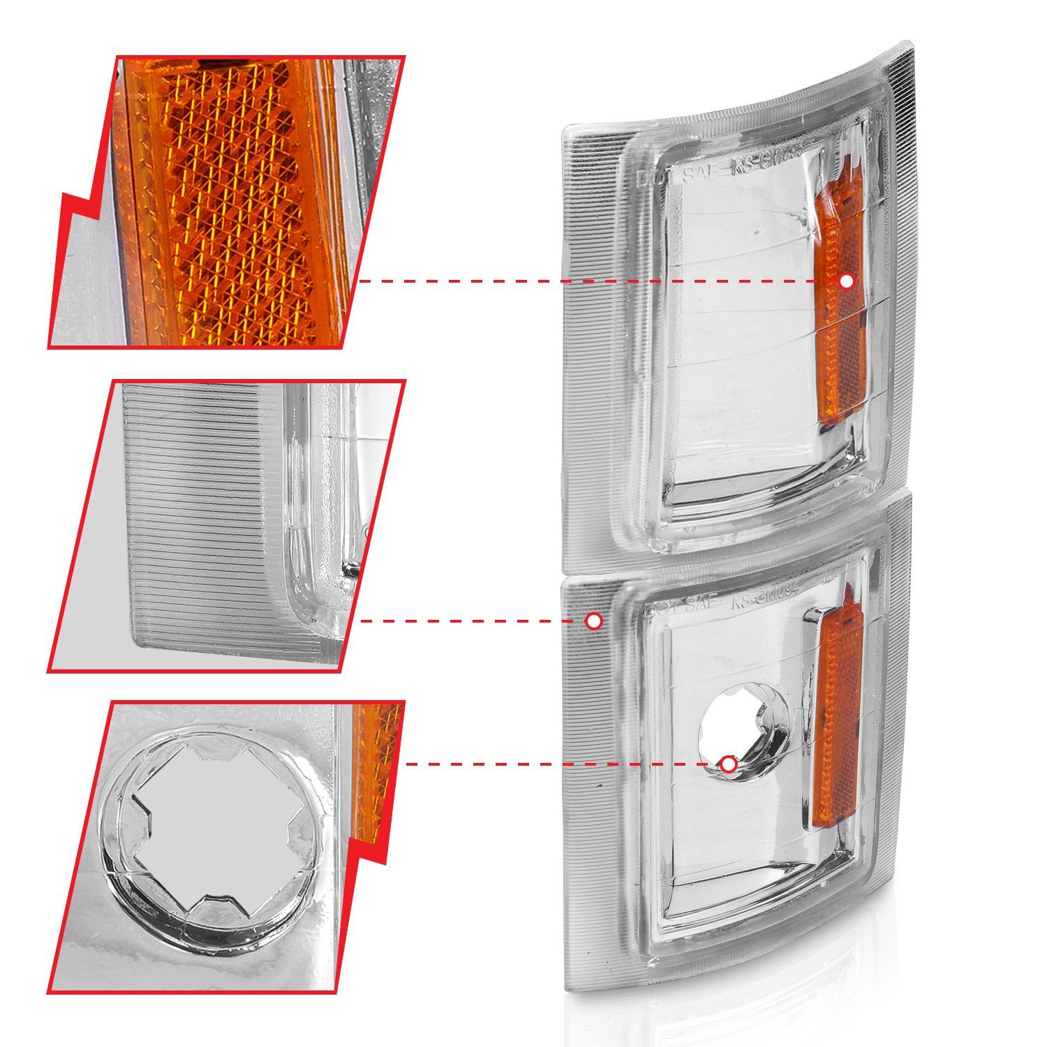 1994-2000 Chevrolet Blazer Full Size/C1500/C2500/C3500/Suburban/Tahoe Anzo Corner Lights Clear Lens W/ Amber Reflector