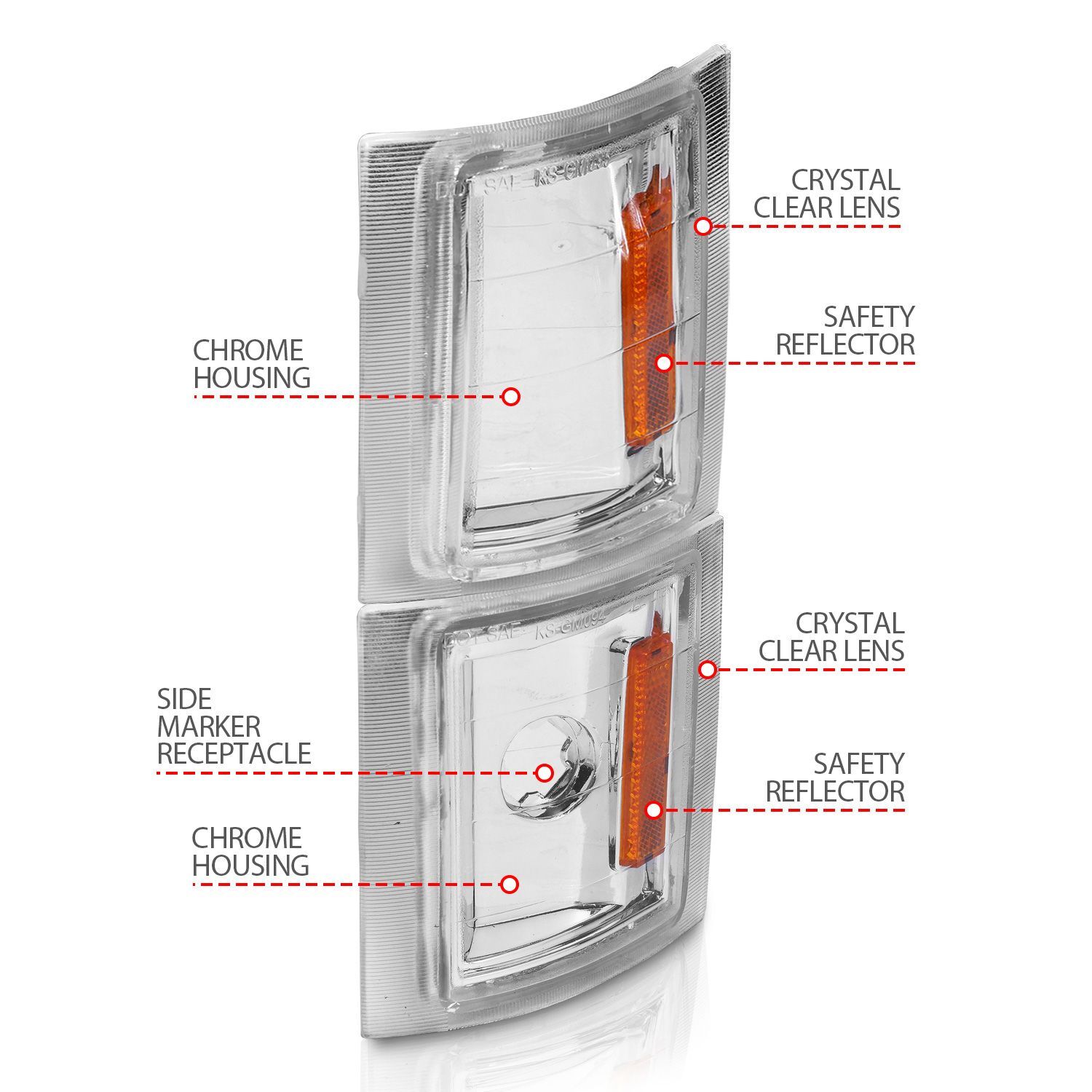 1994-2000 Chevrolet Blazer Full Size/C1500/C2500/C3500/Suburban/Tahoe Anzo Corner Lights Clear Lens W/ Amber Reflector