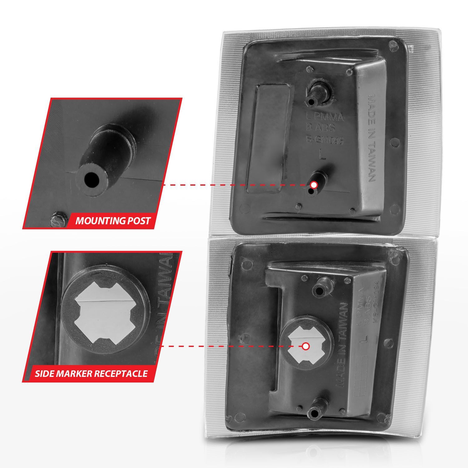 1994-2000 Chevrolet Blazer Full Size/C1500/C2500/C3500/Suburban/Tahoe Anzo Corner Lights Black Housing Clear Lens W/ Amber Reflector