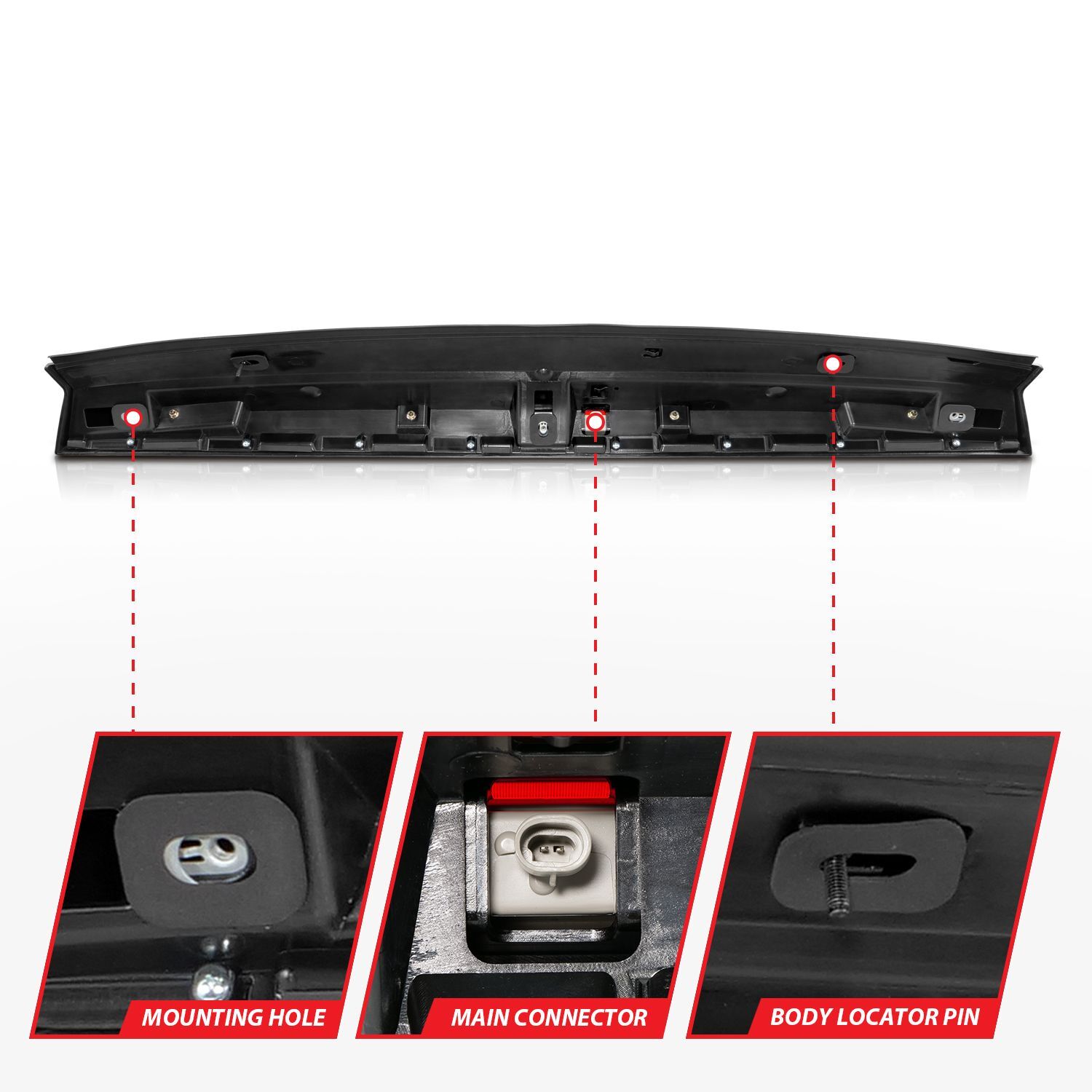 2007-2014 GMC Suburban 1500/Suburban 2500/Tahoe Anzo LED 3rd Brake Light Black Housing Smoke Lens W/ Spoiler