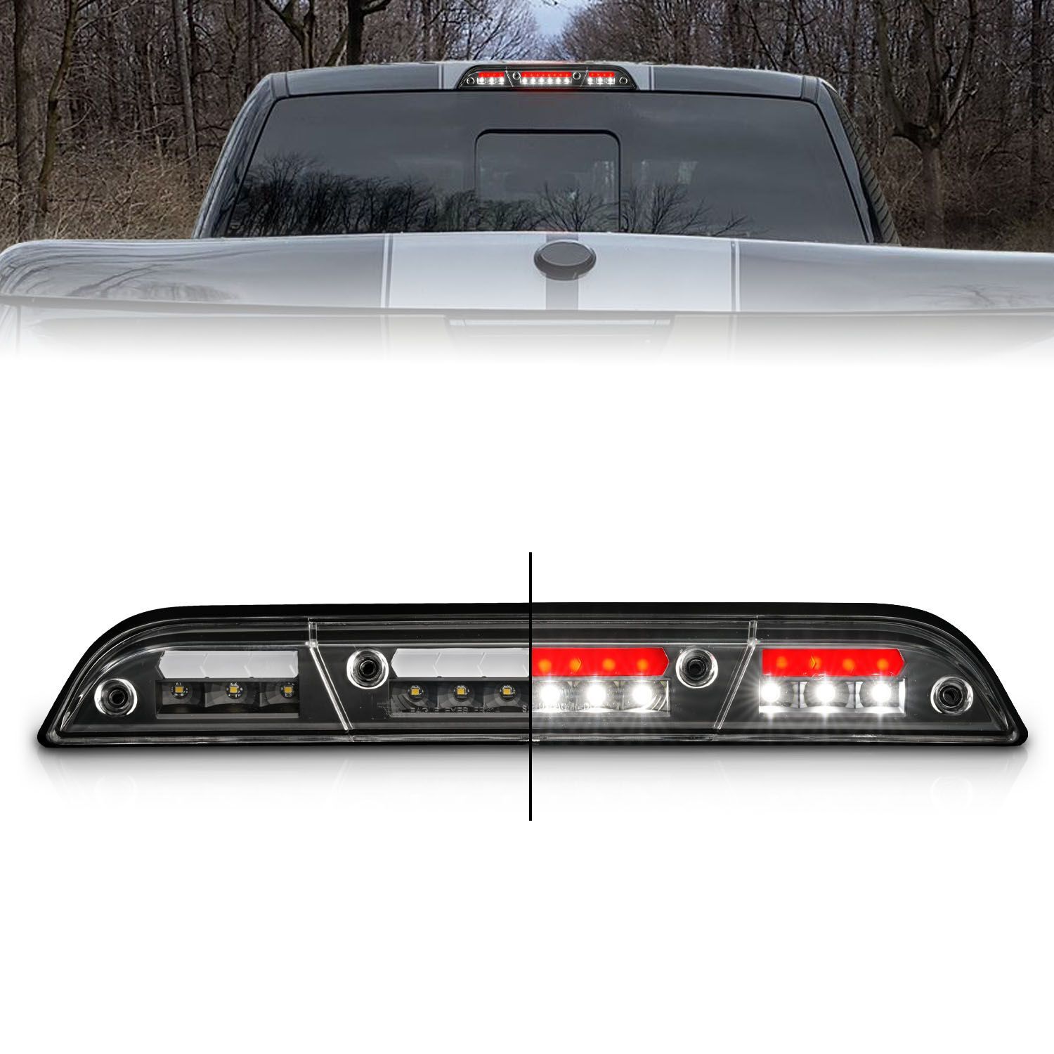 2015-2023 Ford F-150/F-250/F-350/F-450 Super Duty/Ranger Anzo LED Third Brake Lights Black Housing W/ Clear Lens