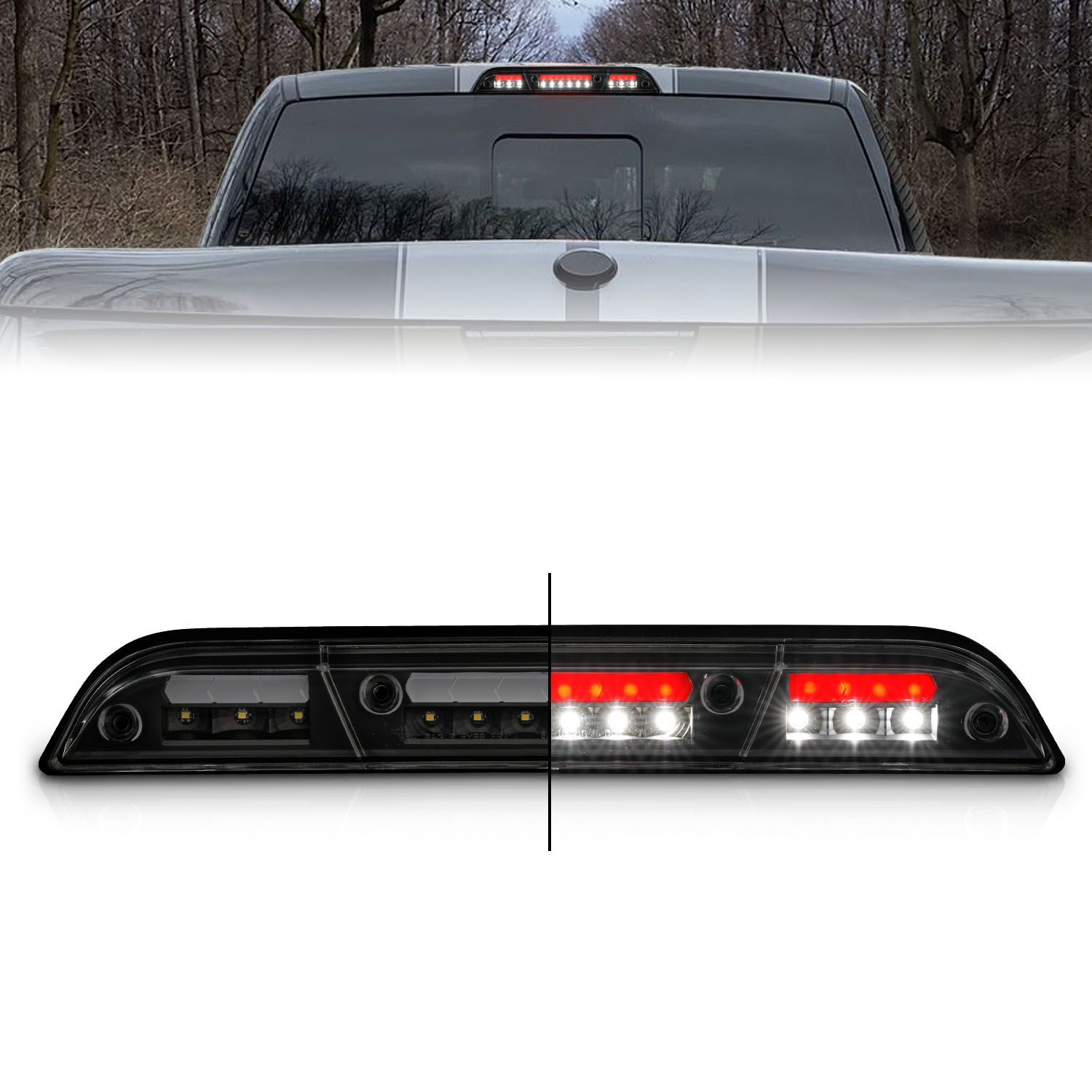 2015-2023 Ford F-150/F-250/F-350/F-450 Super Duty/Ranger Anzo LED Third Brake Lights Black Housing W/ Smoke Lens