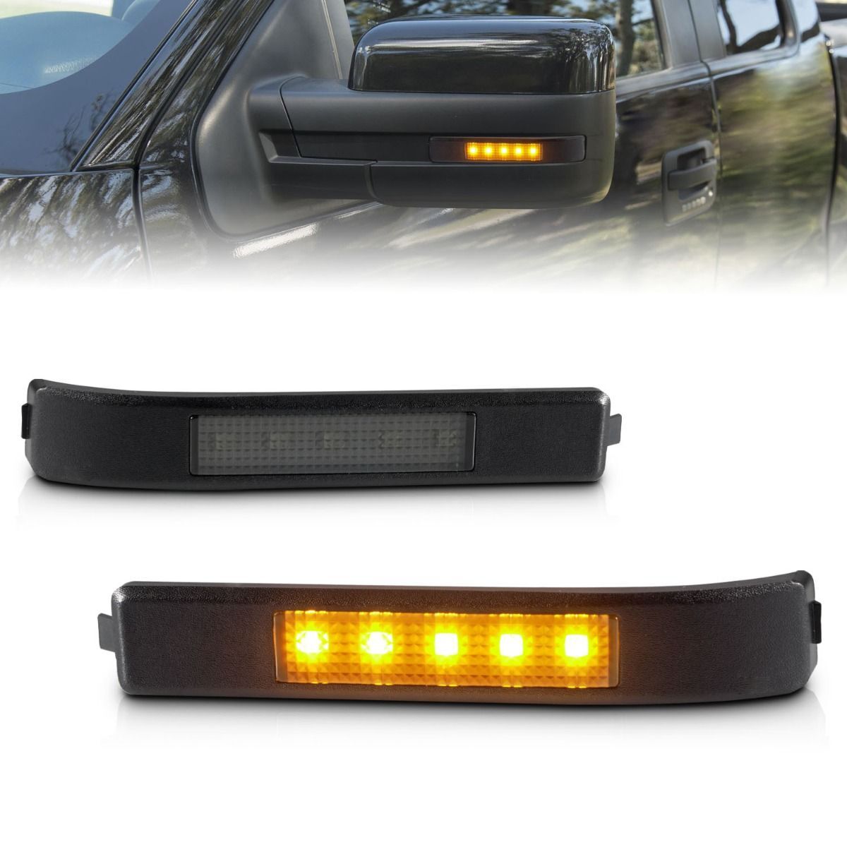 2009-2014 Ford F-150 Anzo LED Mirror Lights Smoke W/ Amber LED - 861114