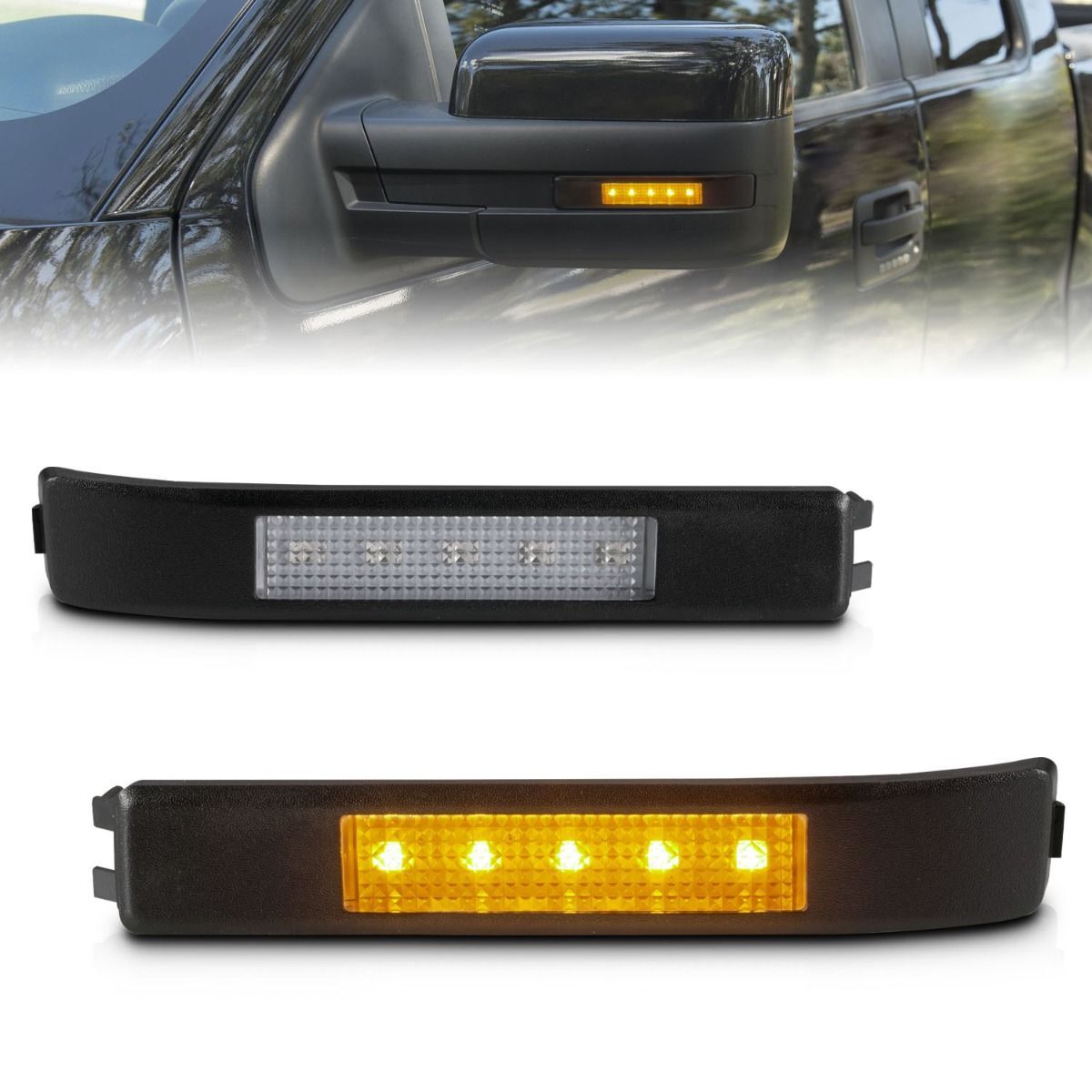 2009-2014 Ford F-150 Anzo LED Mirror Lights Clear W/ Amber LED - 861115