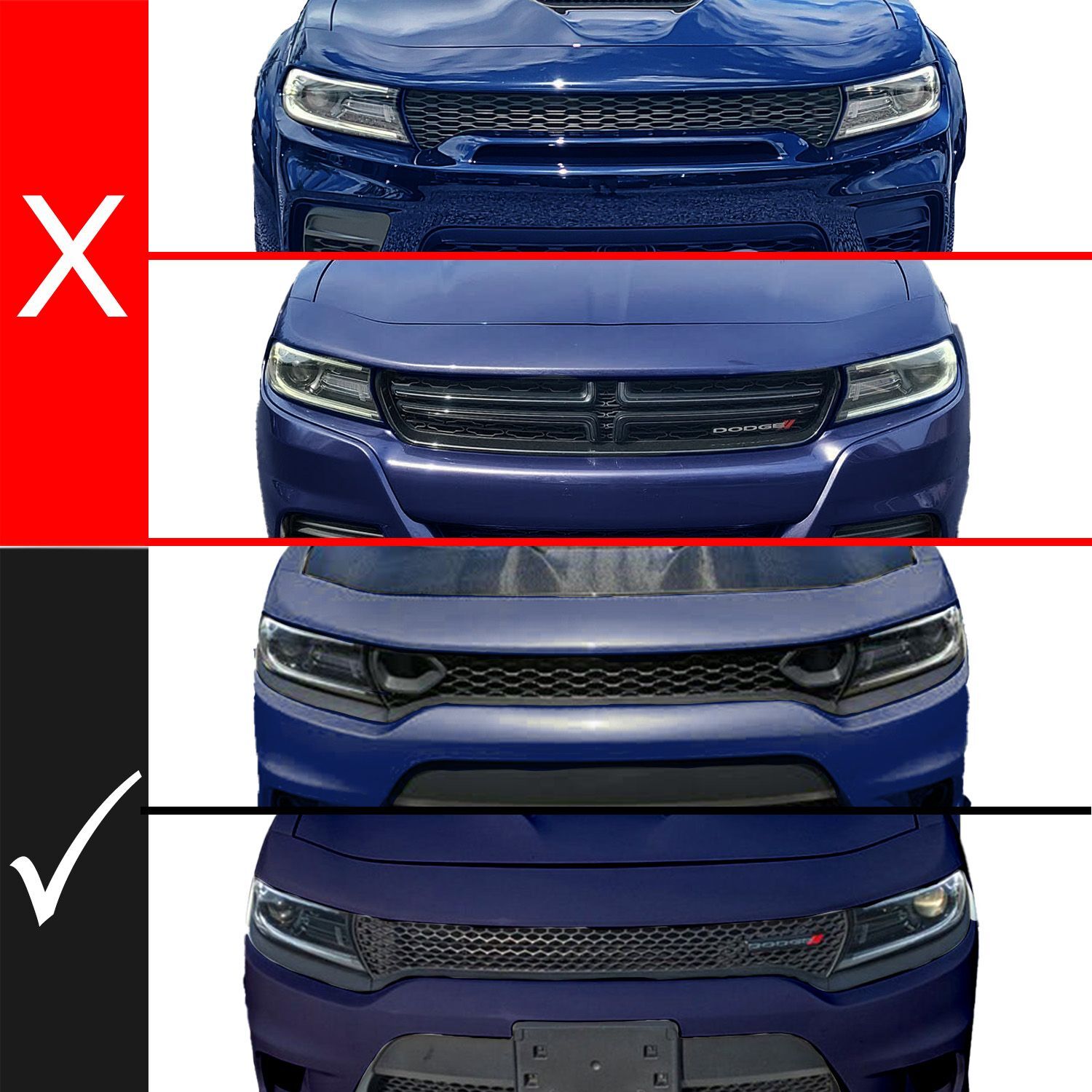 2015-2023 Dodge Charger Anzo Black Housing Full LED Light Tube Front Grille With Initiation And Running Light/DRL