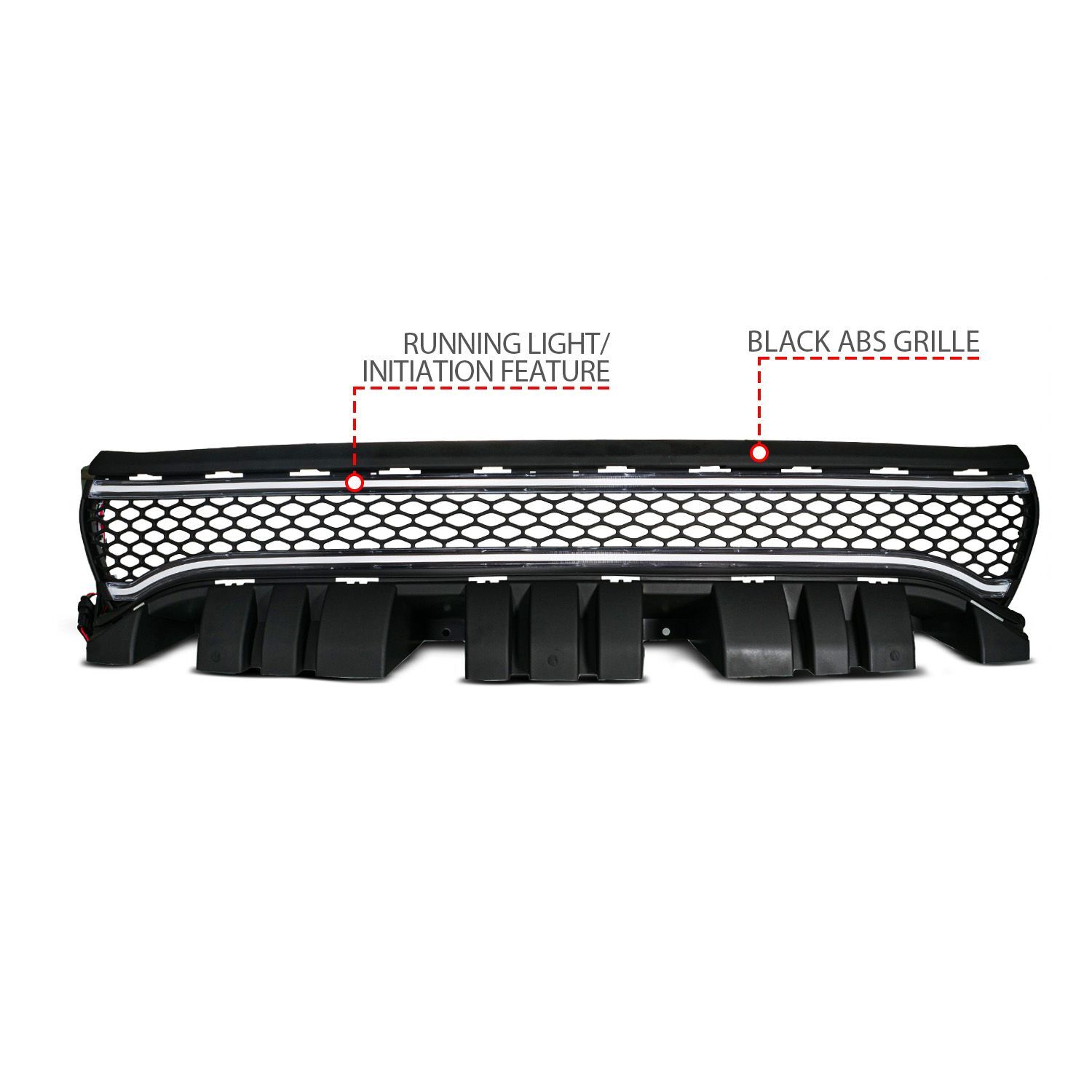 2015-2023 Dodge Charger Anzo Black Housing Full LED Light Tube Front Grille With Initiation And Running Light/DRL