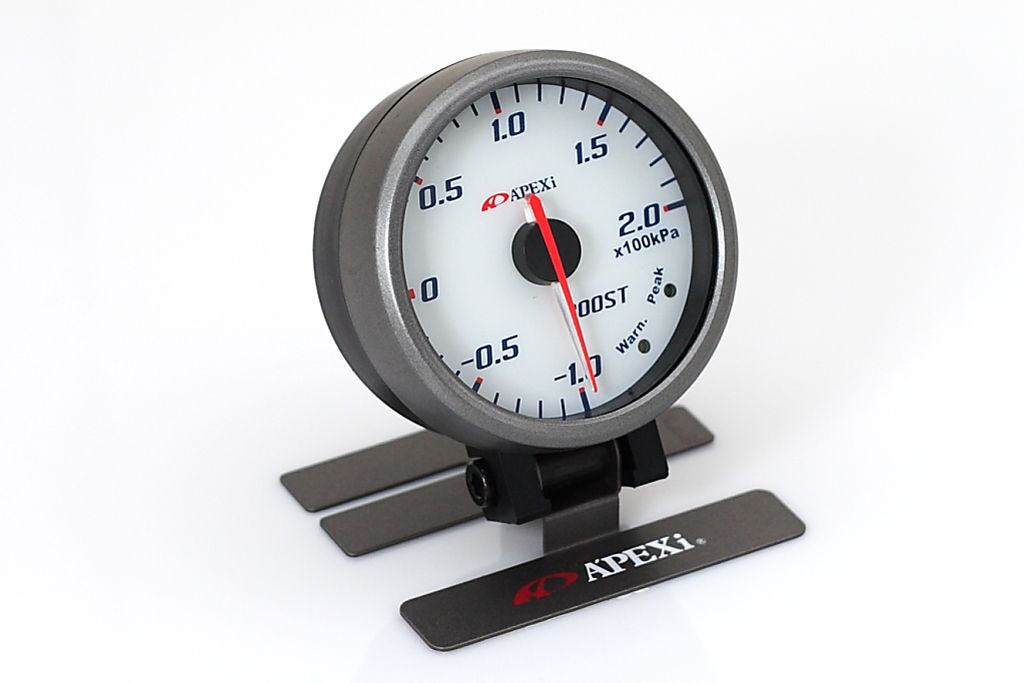 APEXi EL II System Gauge Boost (KPA) White Display / Silver Ring - 403-A055