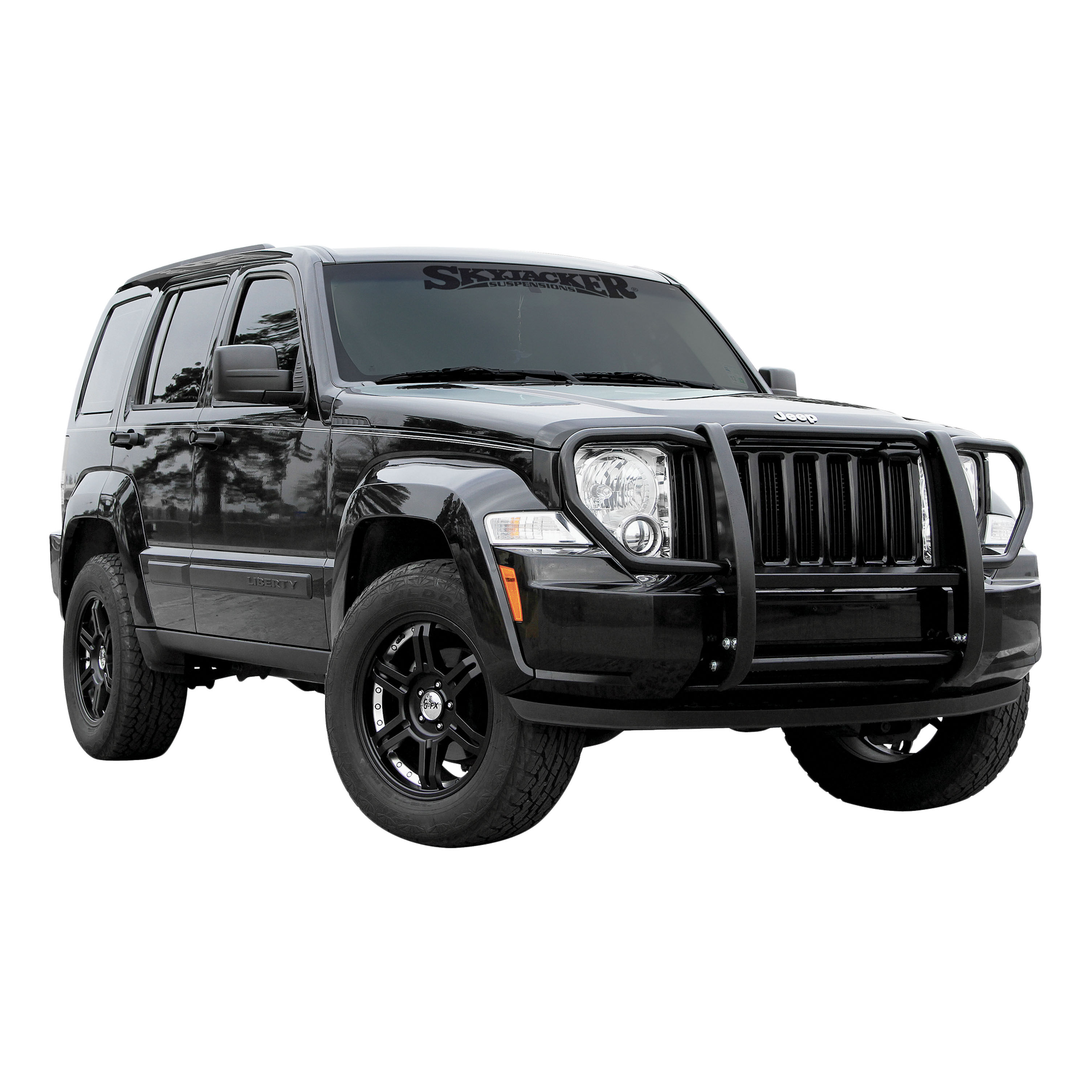 2008-2012 Jeep Liberty Aries Black Grille Guard NO HEADLIGHT CAGE