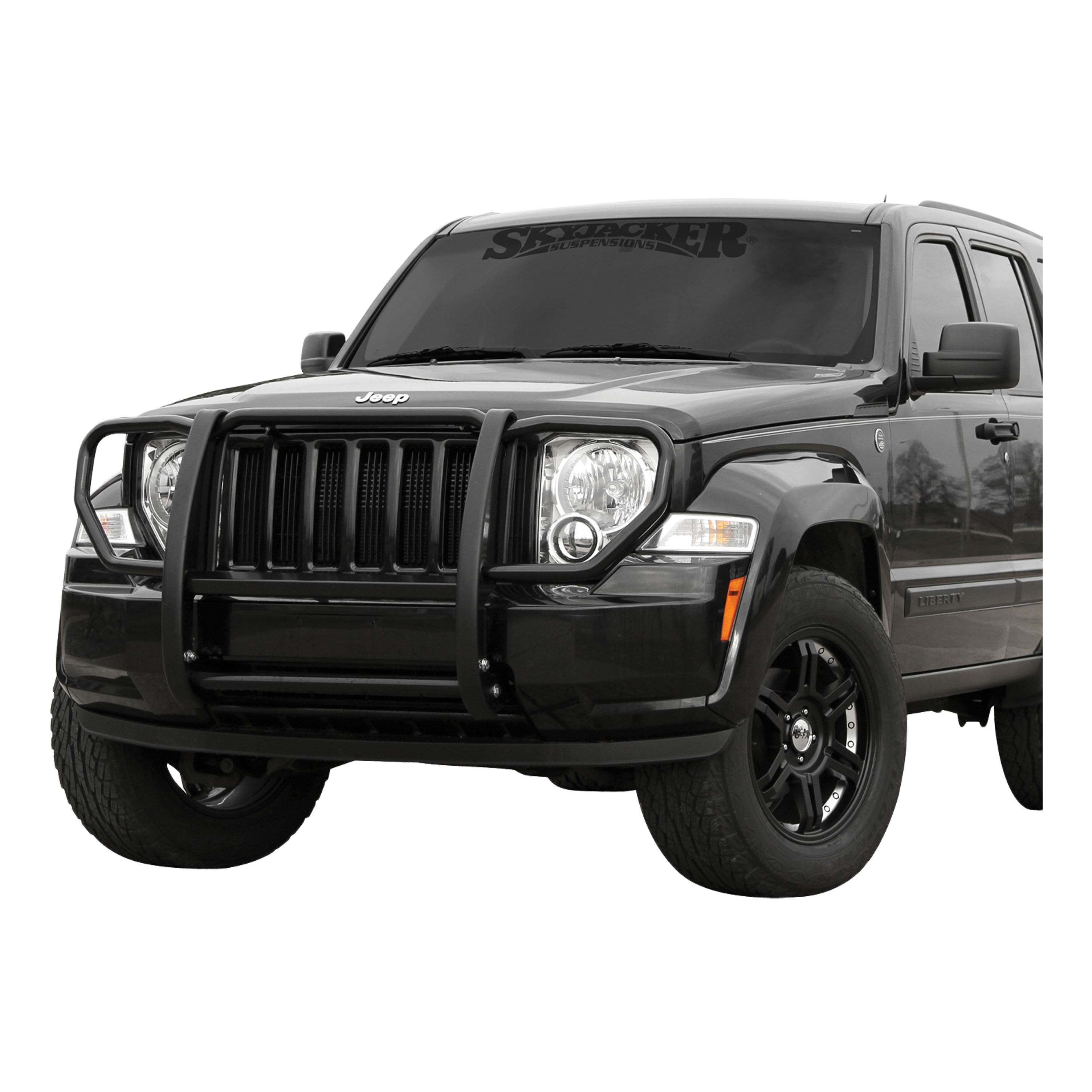 2008-2012 Jeep Liberty Aries Black Grille Guard NO HEADLIGHT CAGE