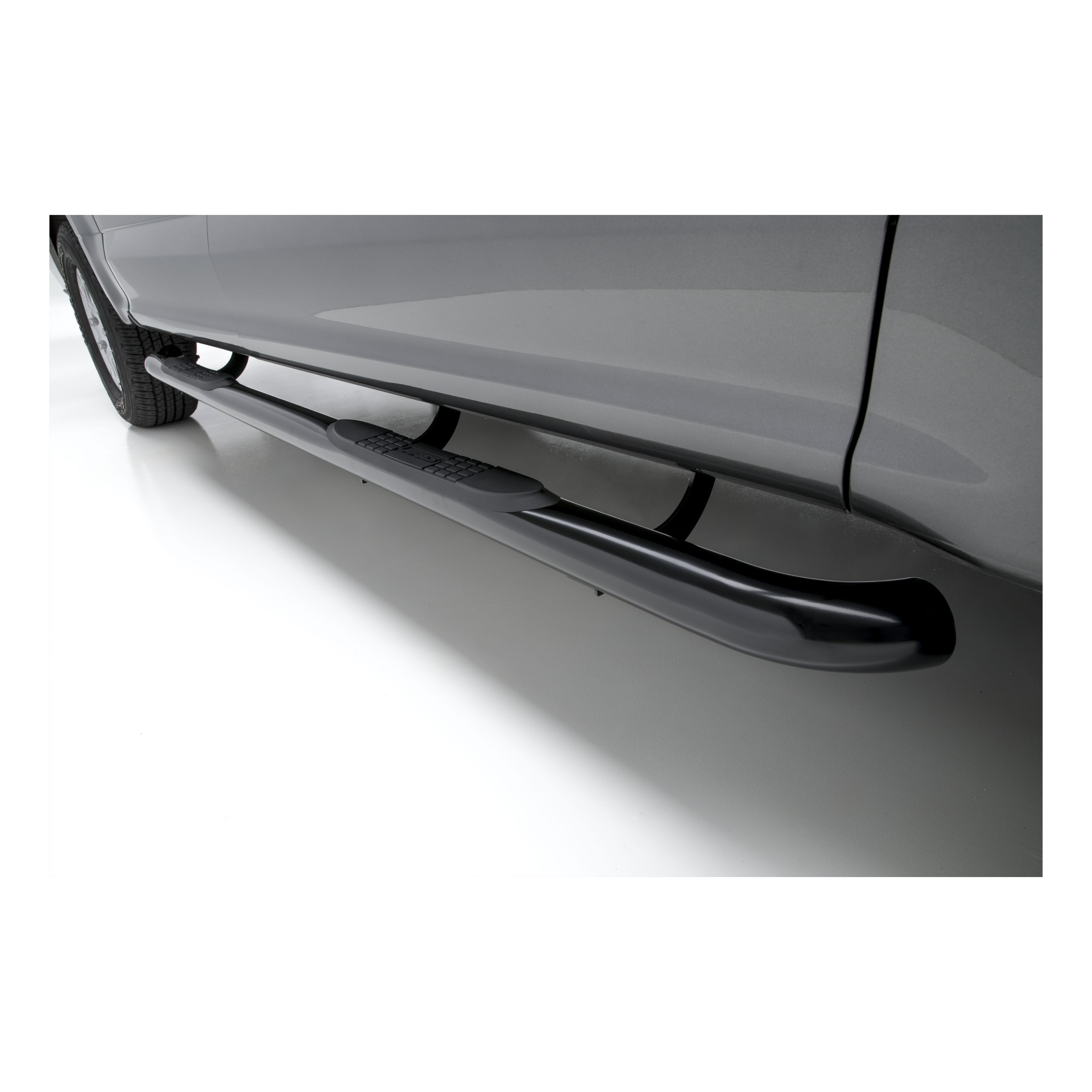2015-2018 Ford F-150 Aries 3" Round Semi-Gloss Black Steel Side Bars XLT/Crew Cab