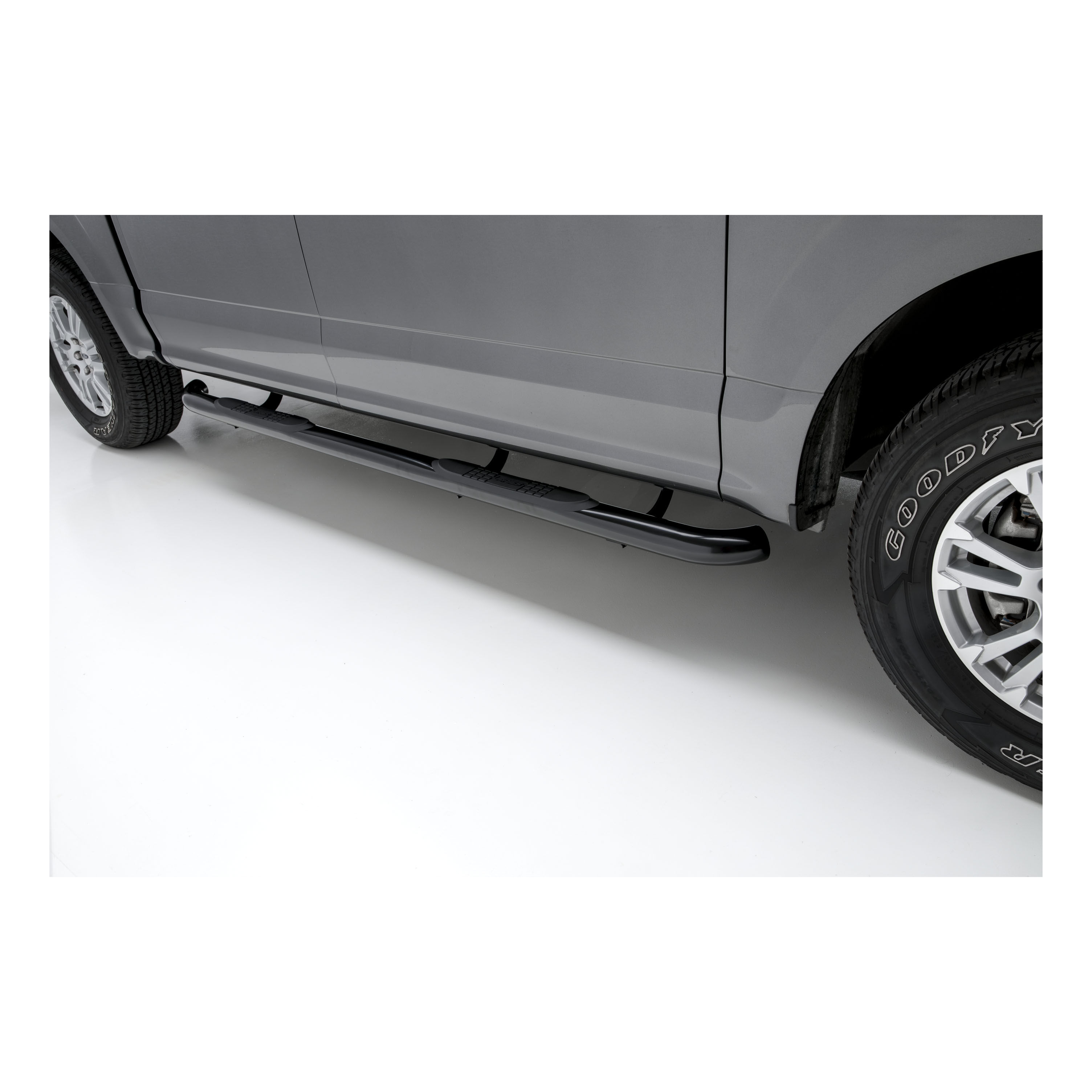 2015-2018 Ford F-150 Aries 3" Round Semi-Gloss Black Steel Side Bars XLT/Crew Cab