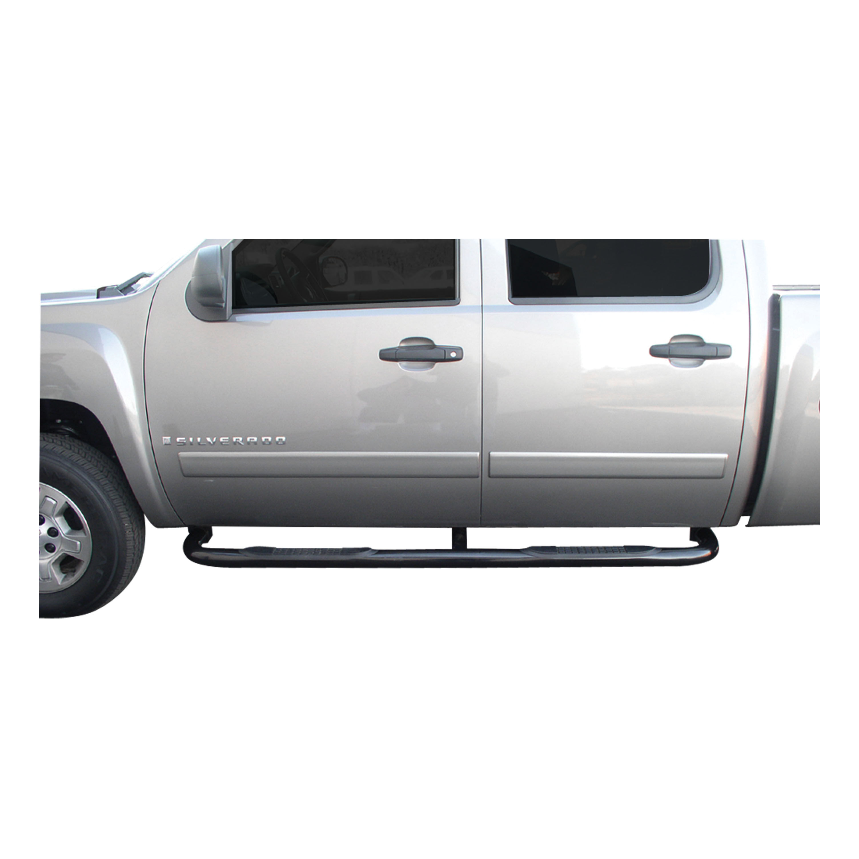 2001-2013 GMC Sierra 1500 Aries 3" Round Semi-Gloss Black Steel Side Bars CREW CAB