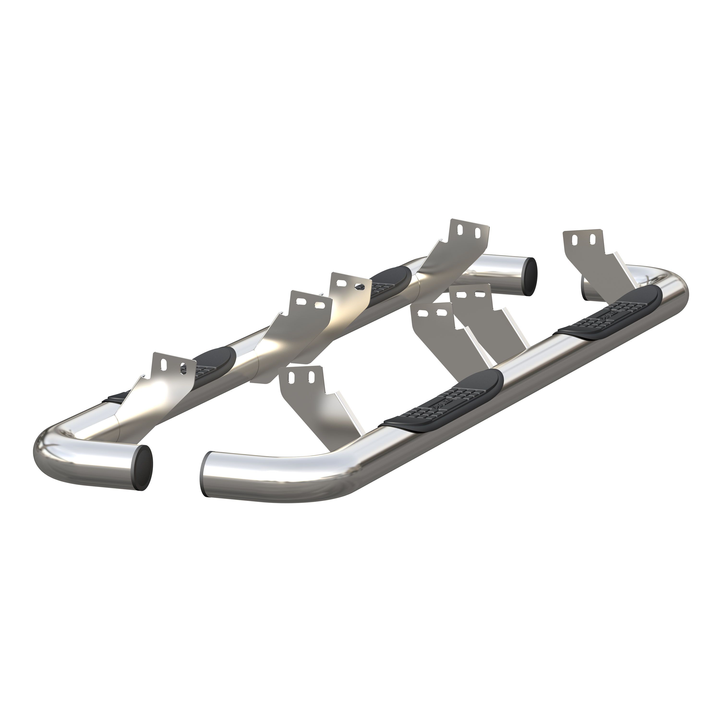 2003-2010 Hummer H2 Aries 3" Round Semi-Gloss Black Steel Side Bars REQUIRED FACTORY ROCKER BAR AND INCLUDING SUT