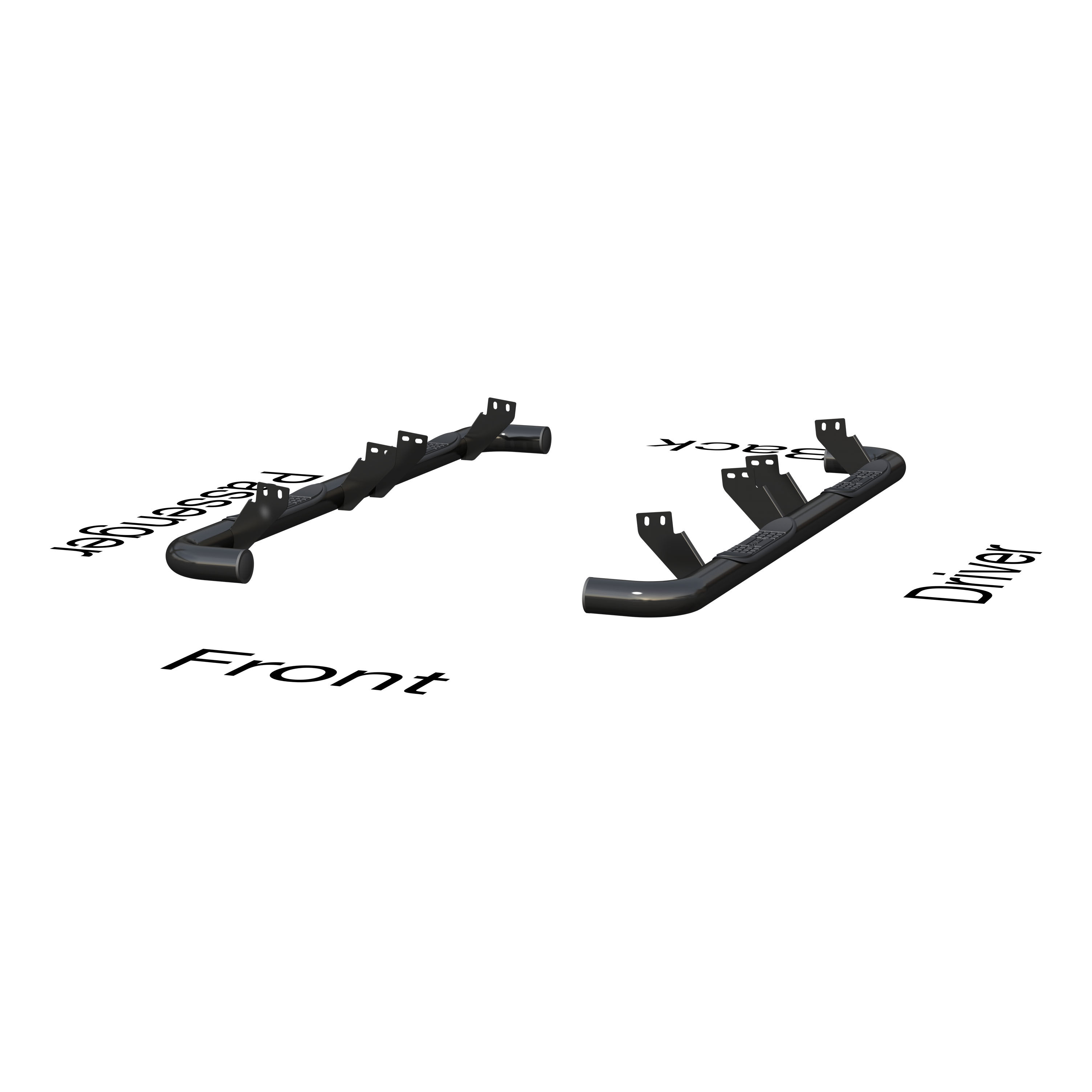 2003-2010 Hummer H2 Aries 3" Round Semi-Gloss Black Steel Side Bars REQUIRED FACTORY ROCKER BAR AND INCLUDING SUT