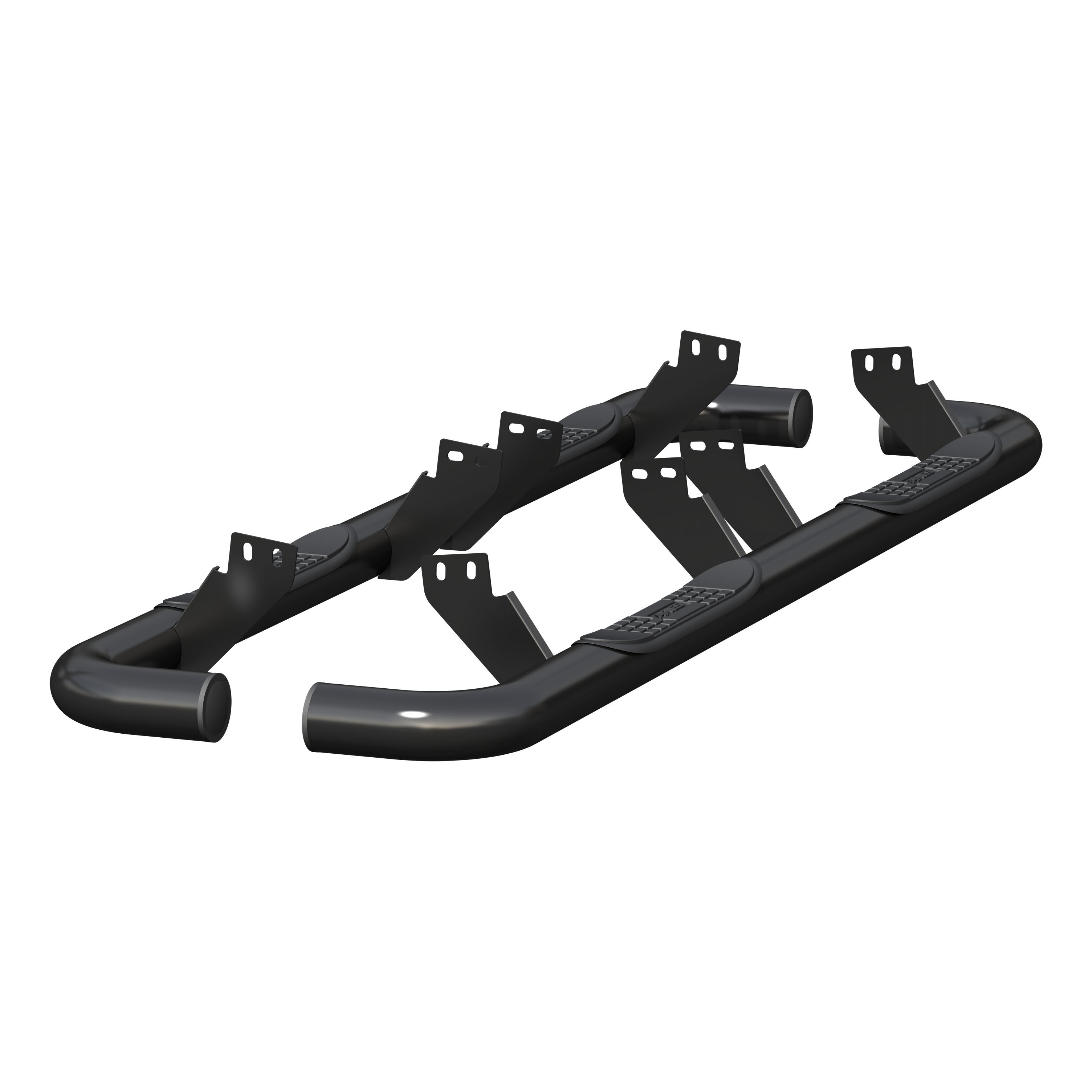 2003-2010 Hummer H2 Aries 3" Round Semi-Gloss Black Steel Side Bars REQUIRED FACTORY ROCKER BAR AND INCLUDING SUT - 204075