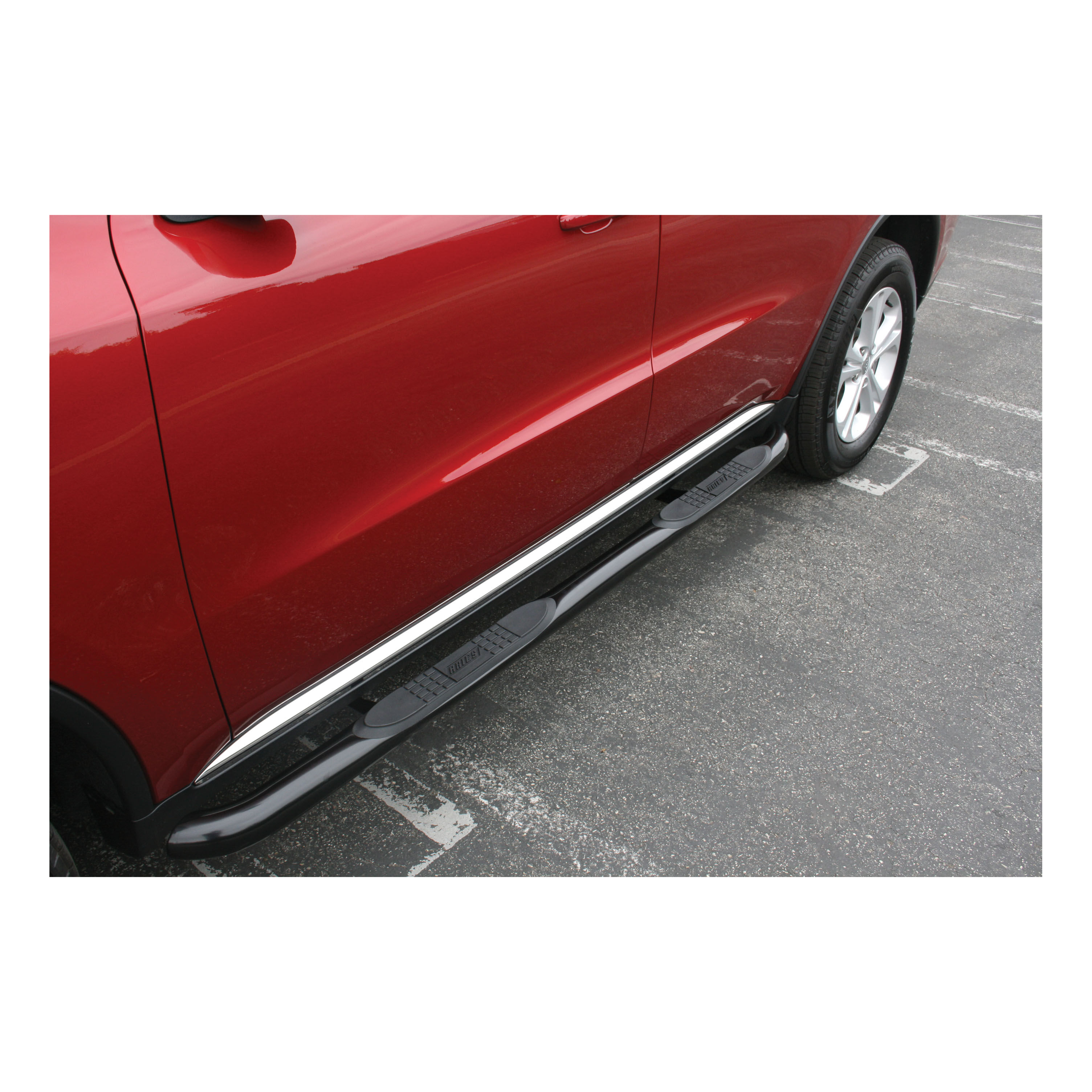 2011-2018 Dodge Durango Aries 3" Round Semi-Gloss Black Steel Side Bars R/T/Without OE Side Skirting