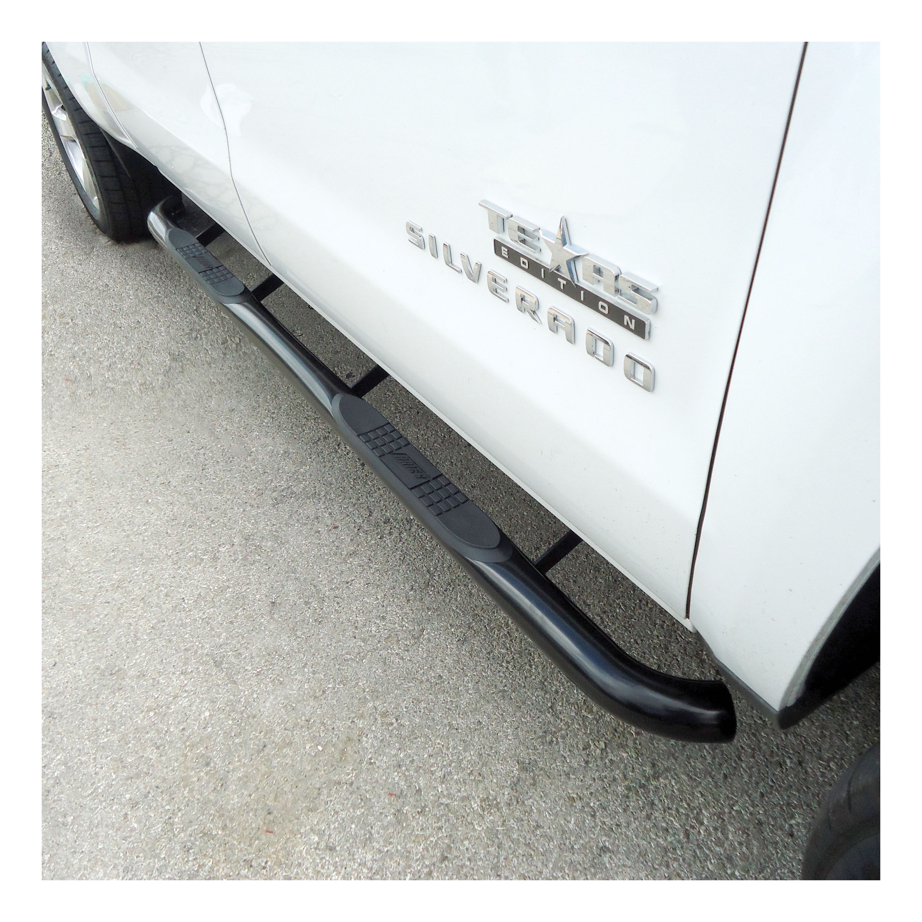 2007-2018 Chevy Silverado 3500 Aries 3" Round Semi-Gloss Black Stainless Steel Side Bars HD WT/Crew Cab Pickup