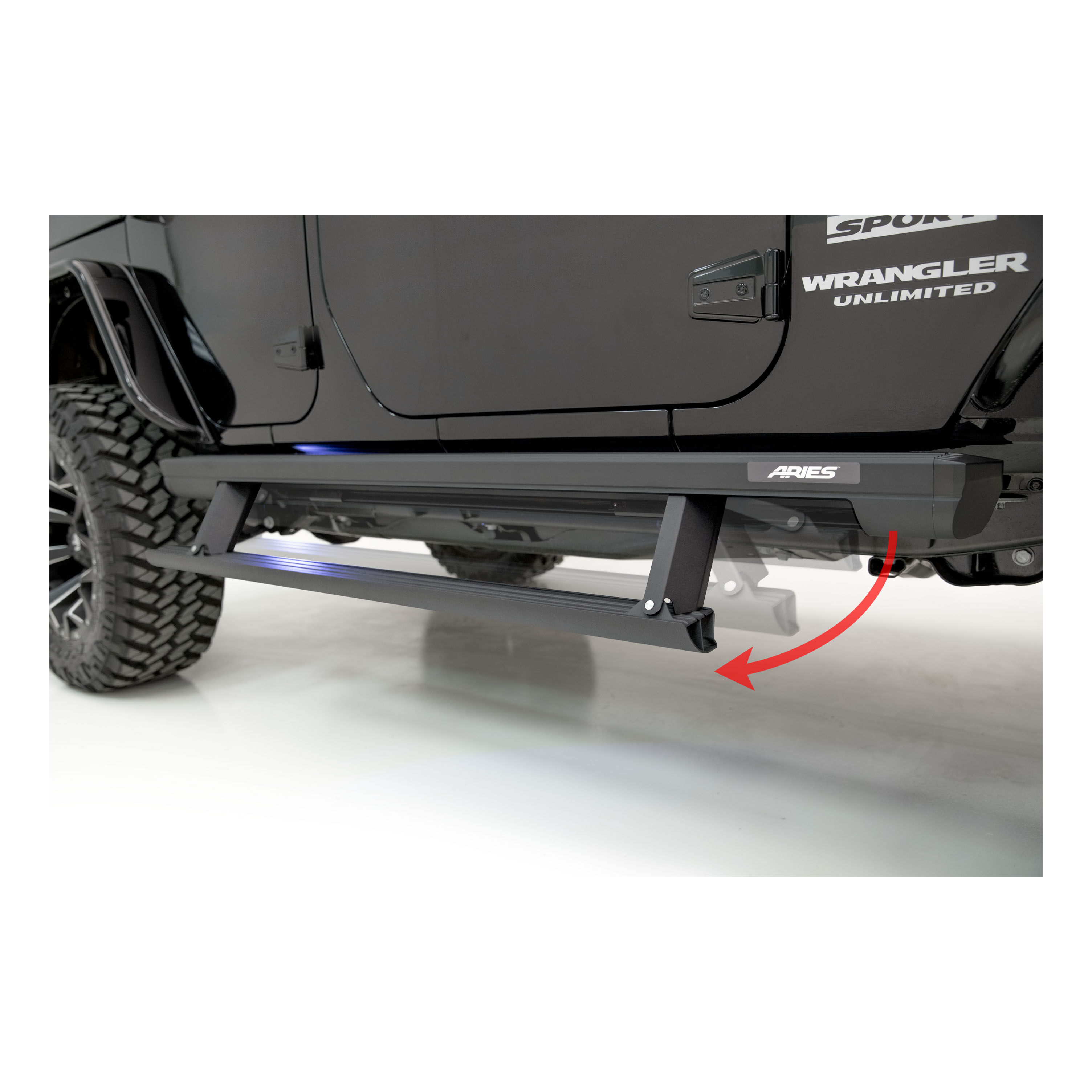 2007-2017 Jeep Wrangler Aries ActionTrac Powered Running Boards Unlimited Sahara