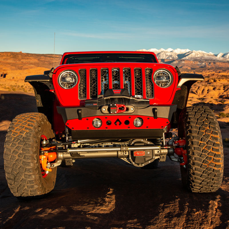 Powdercoat Nighthawk Front Bumper with Aluminum Skid for JK, JL, and JT - Black Powdercoat by Artec Industries